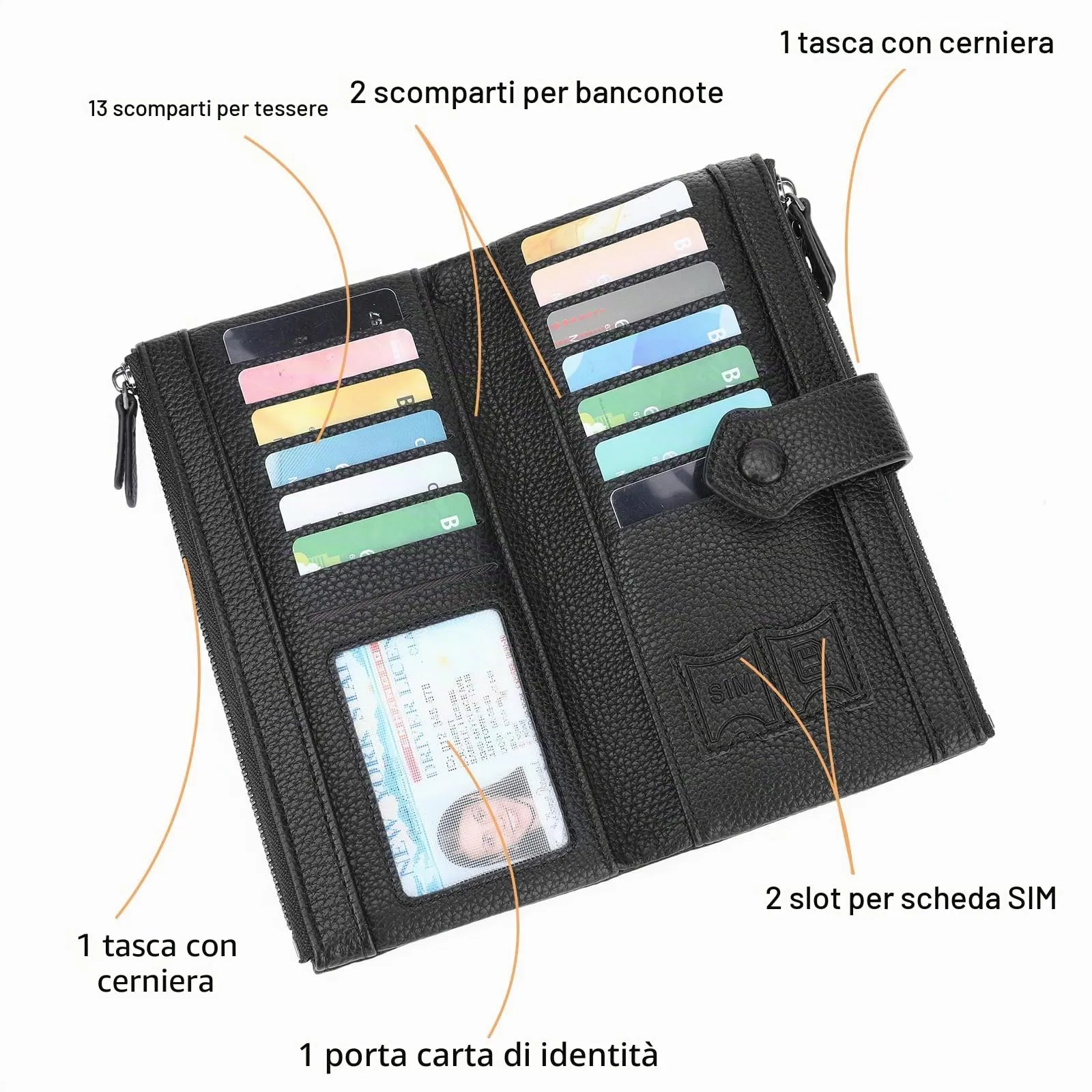 GOIACII Portafoglio da donna con blocco RFID Bifold grandi borse con slot per schede multiple - immagine 2
