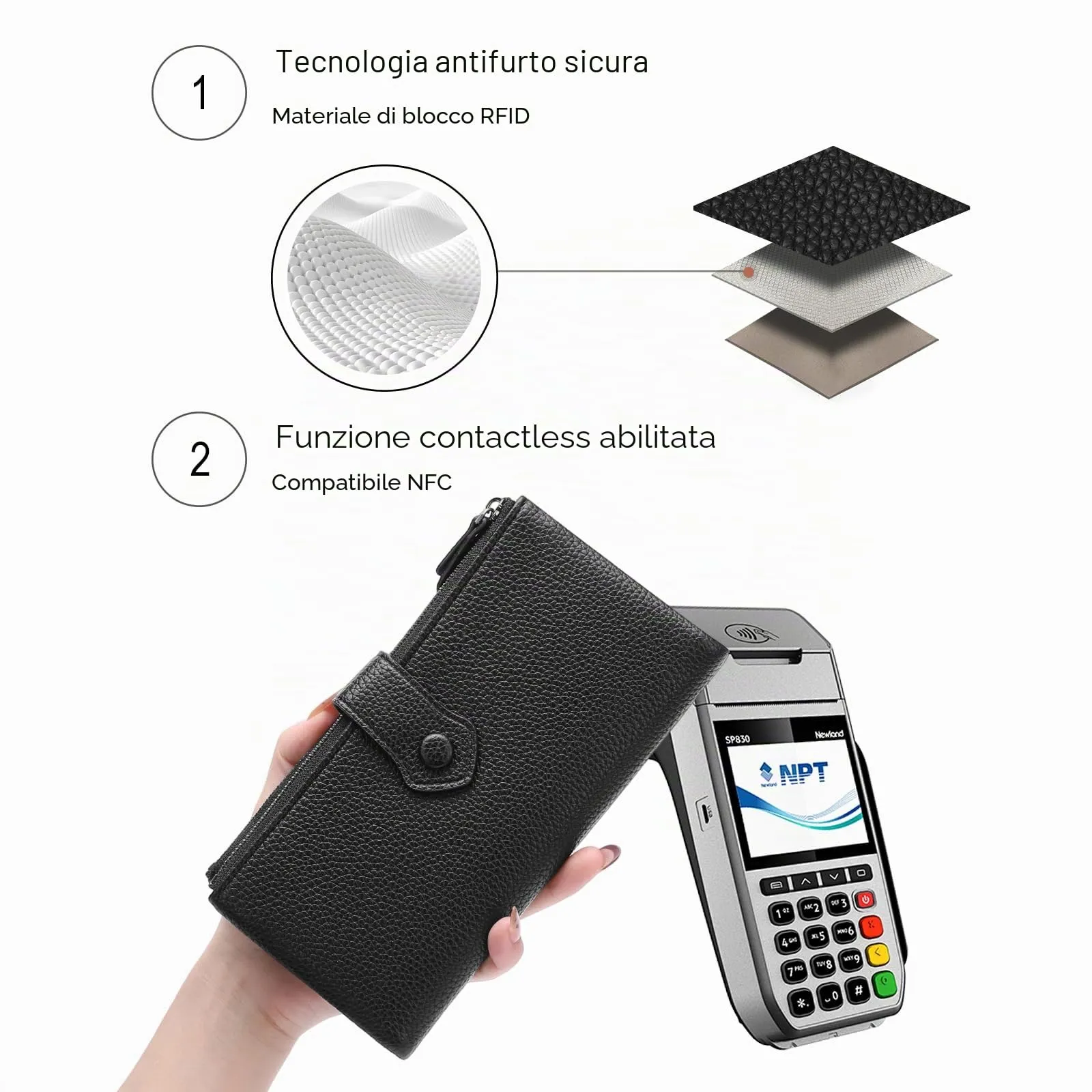 GOIACII Portafoglio da donna con blocco RFID Bifold grandi borse con slot per schede multiple - immagine 4