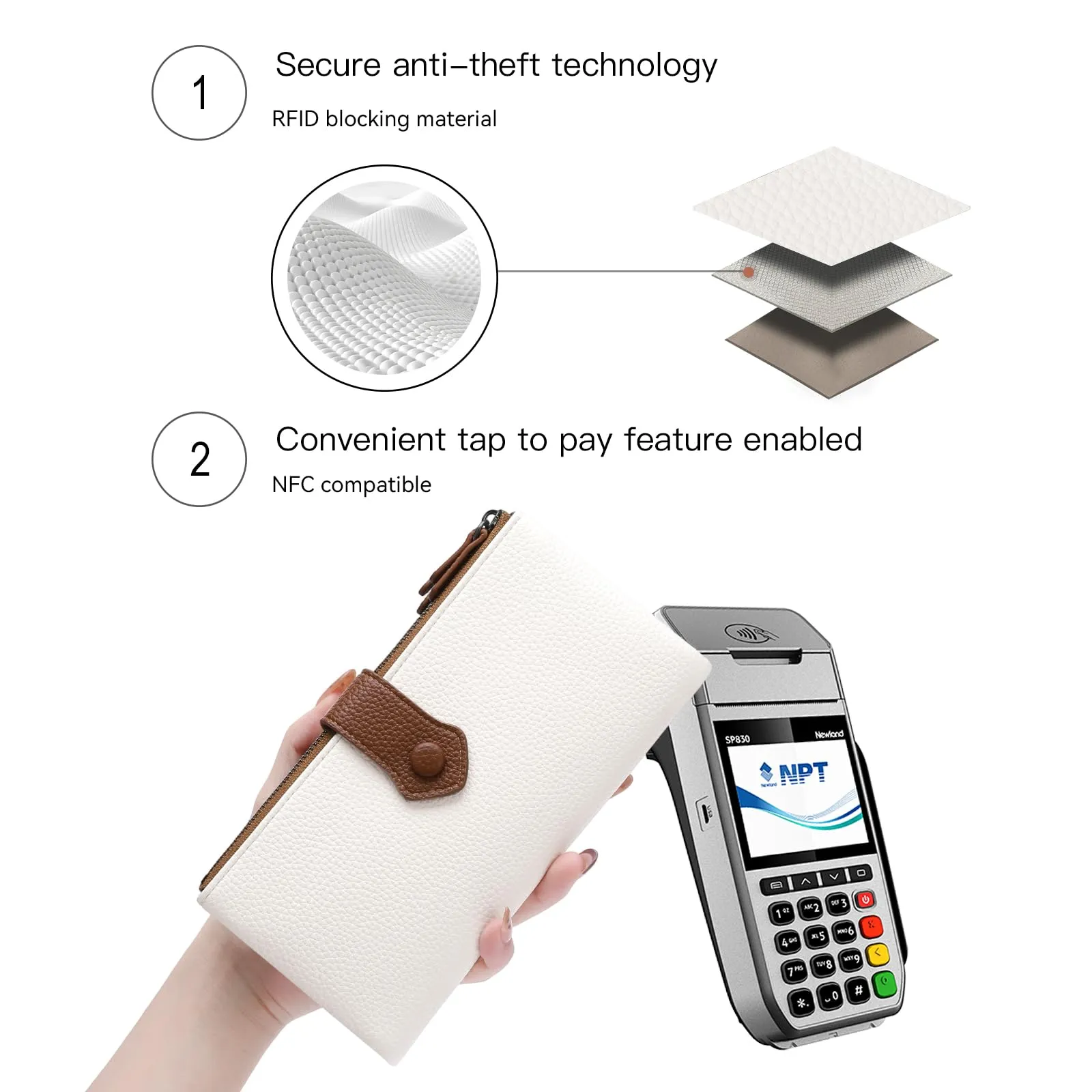 GOIACII Portafoglio da donna con blocco RFID Bifold grandi borse con slot per schede multiple - immagine 4