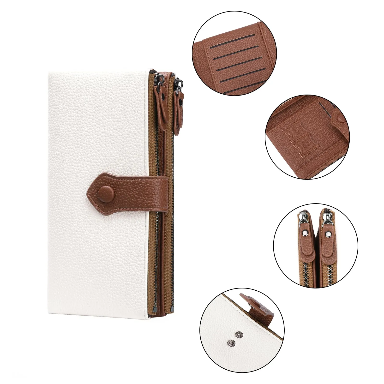 GOIACII Portafoglio da donna con blocco RFID Bifold grandi borse con slot per schede multiple - immagine 5