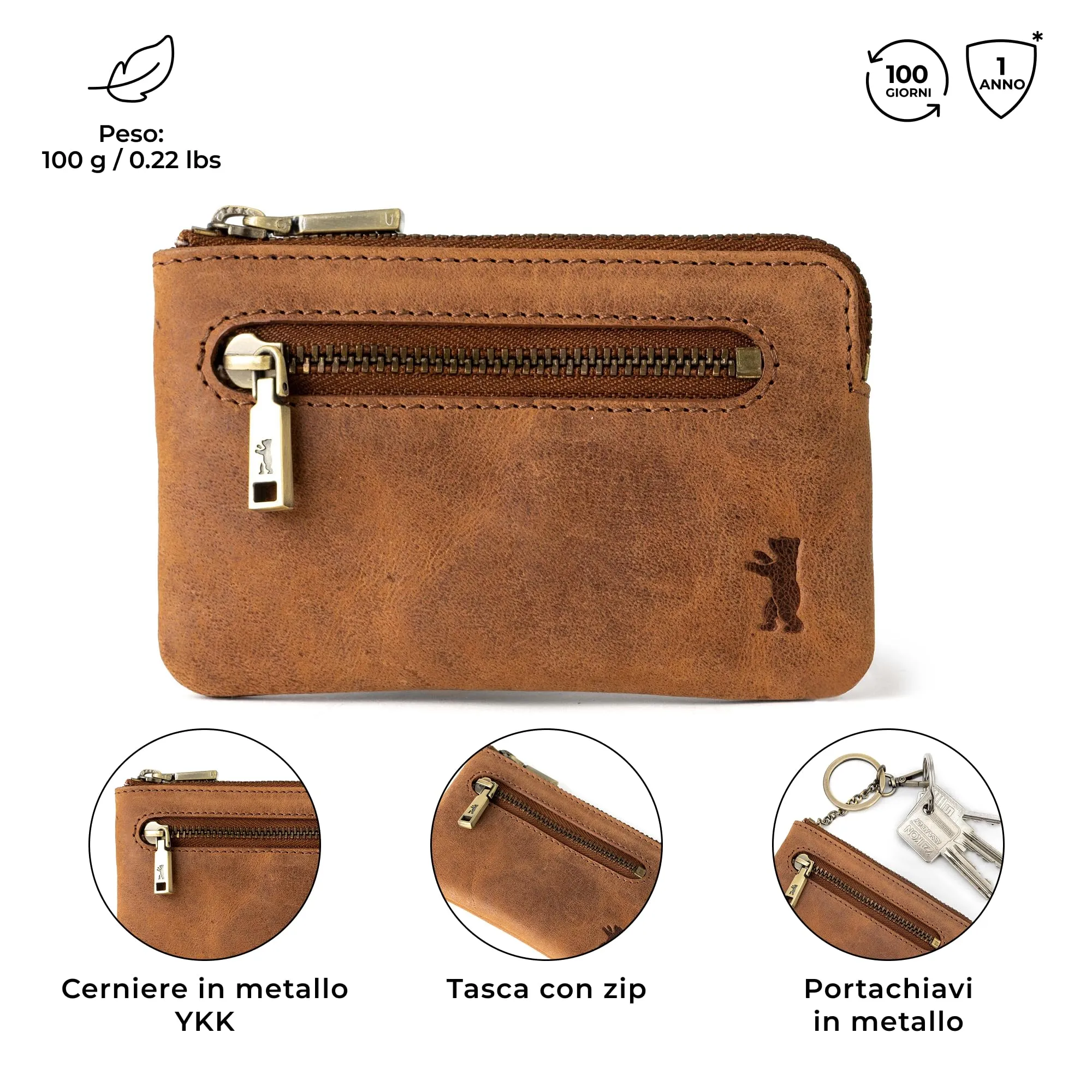 Berliner Bags Portamonete Eli Portachiavi Compatto in Vera Pelle con RFID - immagine 3