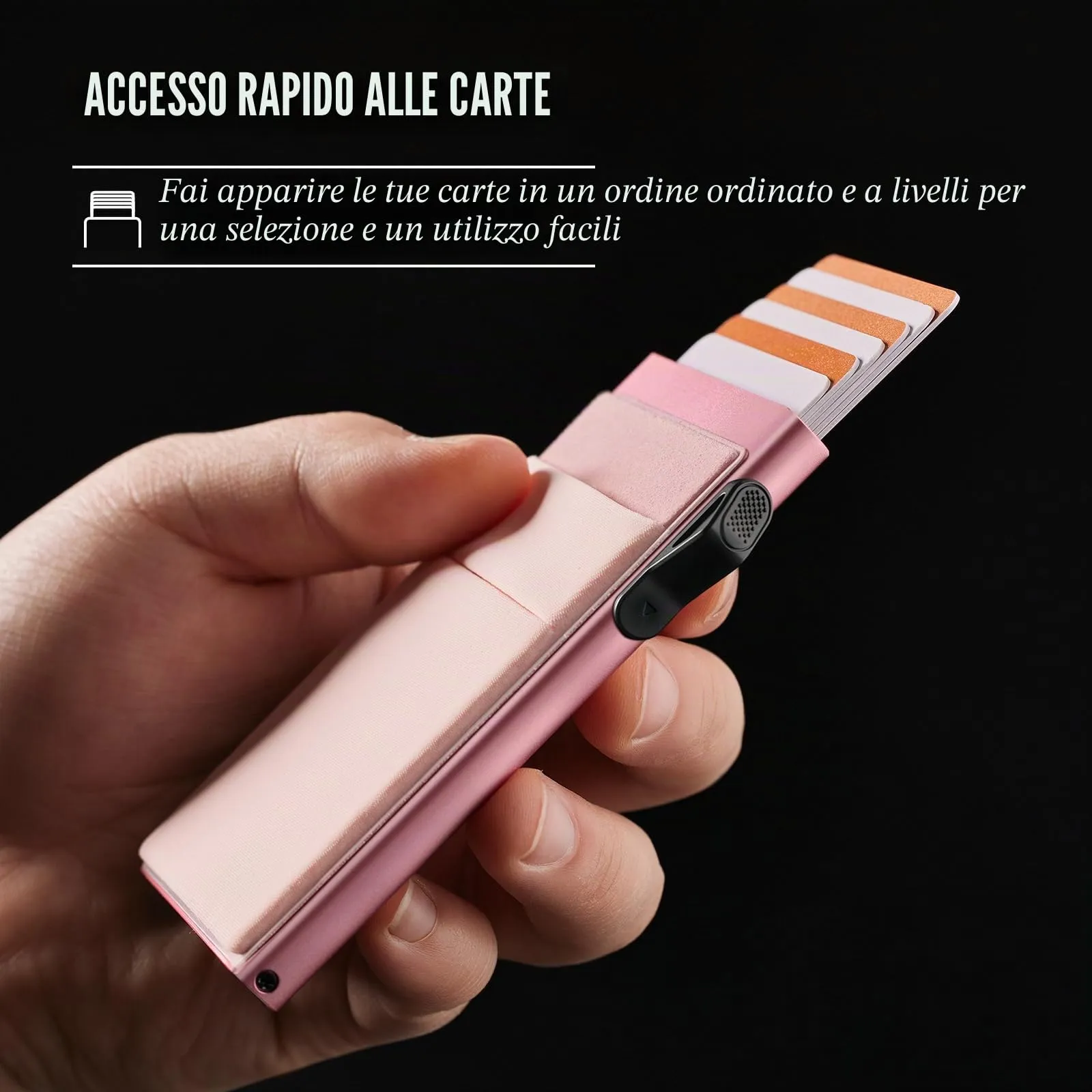 YESIIW Portafoglio pop-up con blocco RFID porta carte di credito, Rosa, 9.8 x 6.5 x 1.1 cm - immagine 3