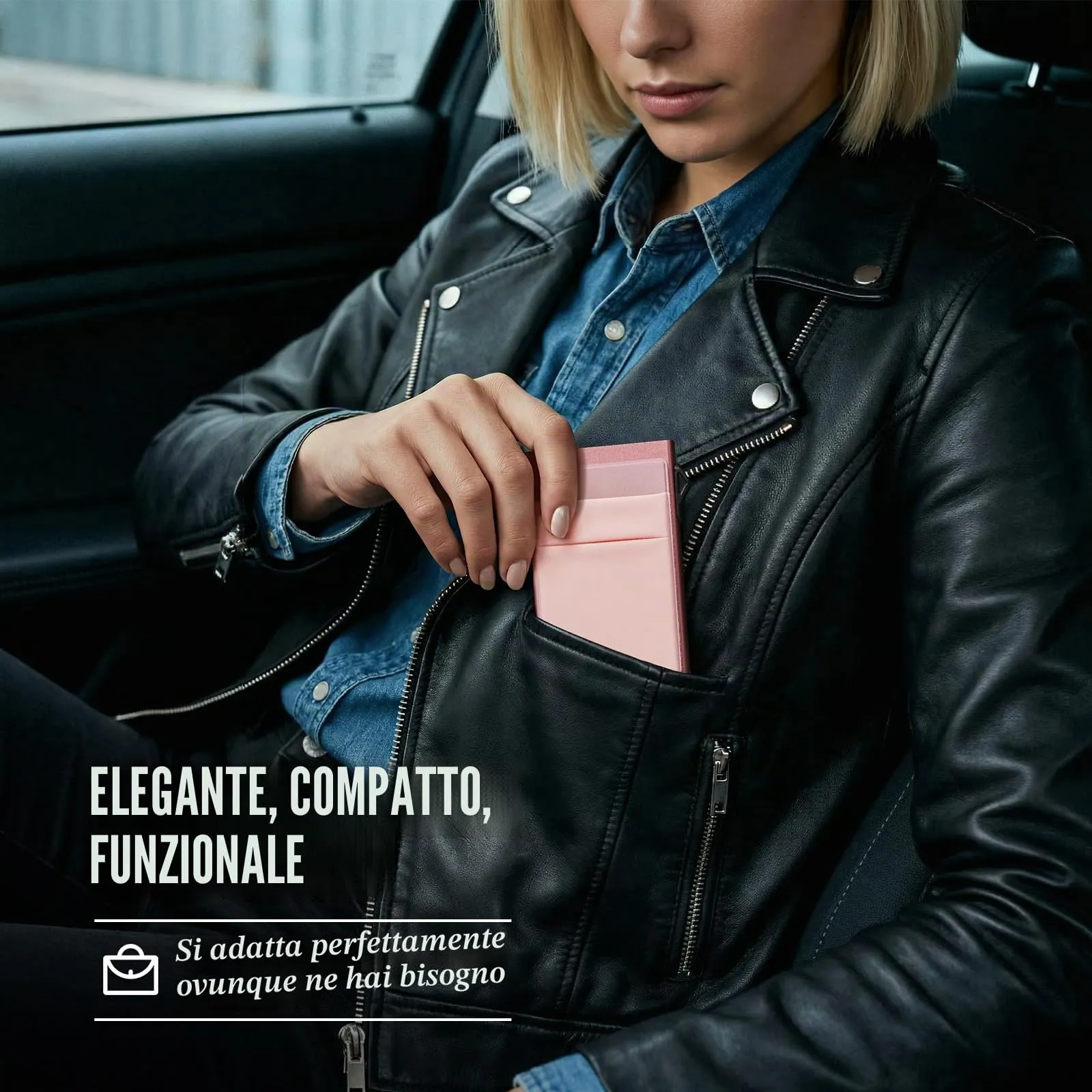 YESIIW Portafoglio pop-up con blocco RFID porta carte di credito, Rosa, 9.8 x 6.5 x 1.1 cm - immagine 7