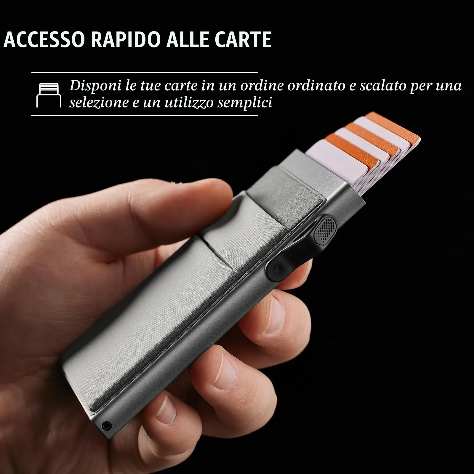YESIIW Portafoglio minimalista con protezione RFID, porta carte di credito, sottile, con scomparto per monete, piccolo portafoglio da uomo, A03 - grigio, Minimalista - immagine 3