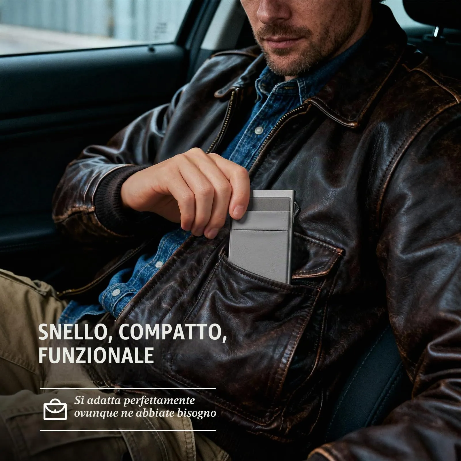 YESIIW Portafoglio minimalista con protezione RFID, porta carte di credito, sottile, con scomparto per monete, piccolo portafoglio da uomo, A03 - grigio, Minimalista - immagine 7