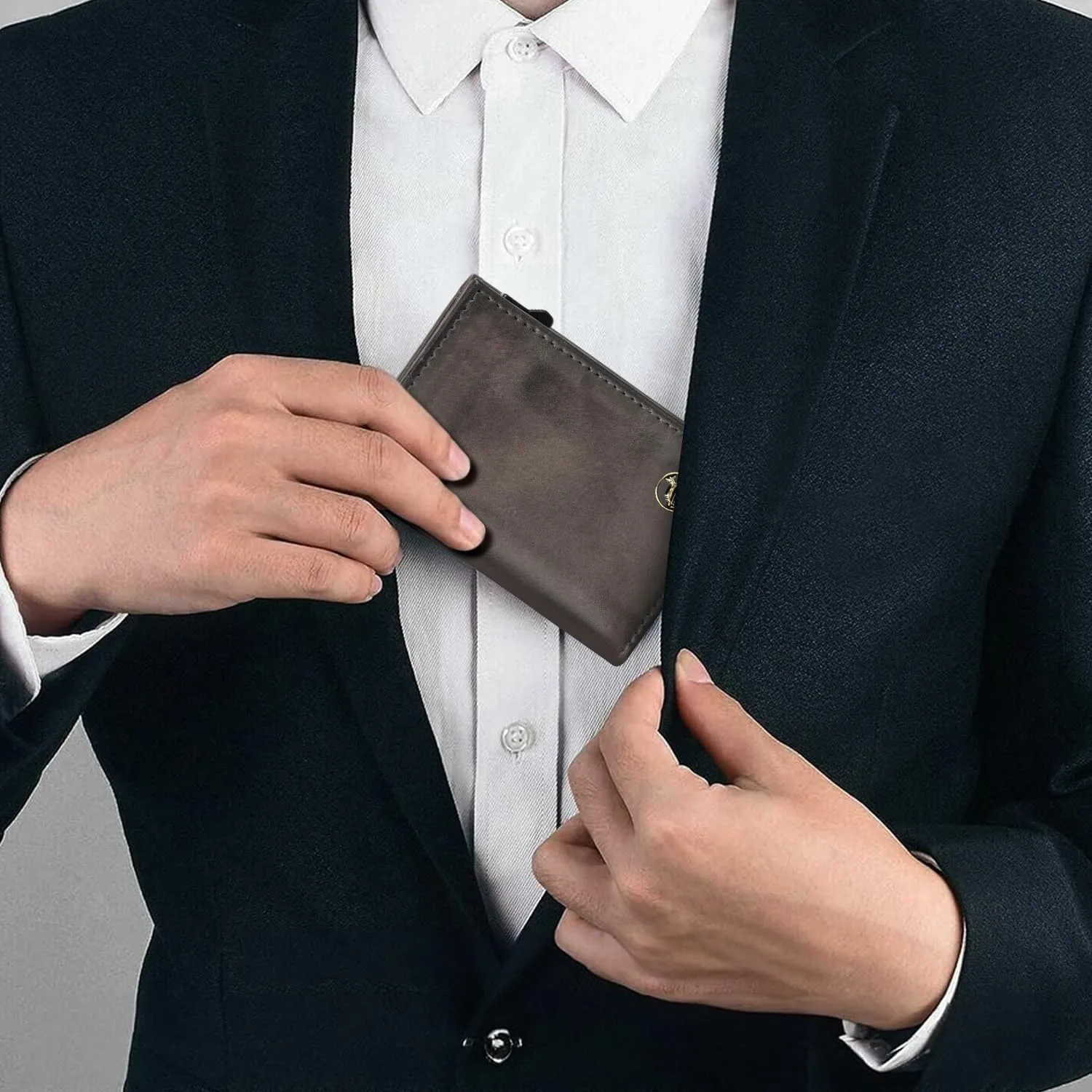 Fa.Volmer Porta carte con portamonete in vera pelle per uomo e donna | 11 carte | protezione RFID | Portafoglio VO44 (Basalt Grey, Ampio scomparto per monete) - immagine 5