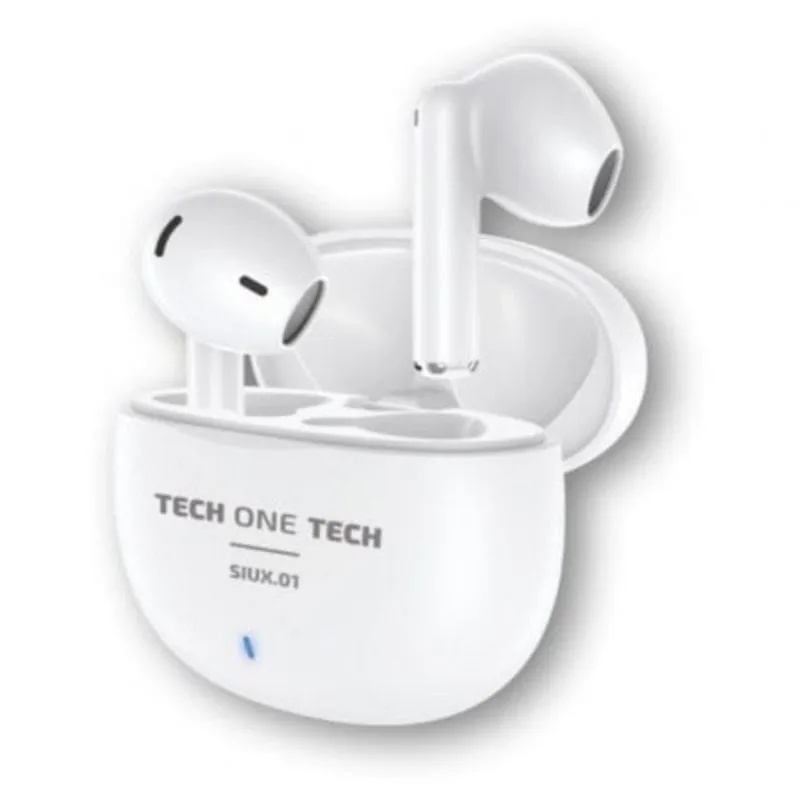 Auricolari Tech One Tech SIUX.01 Bluetooth TWS 5.3 Bianchi con Custodia Ricarica - immagine 1