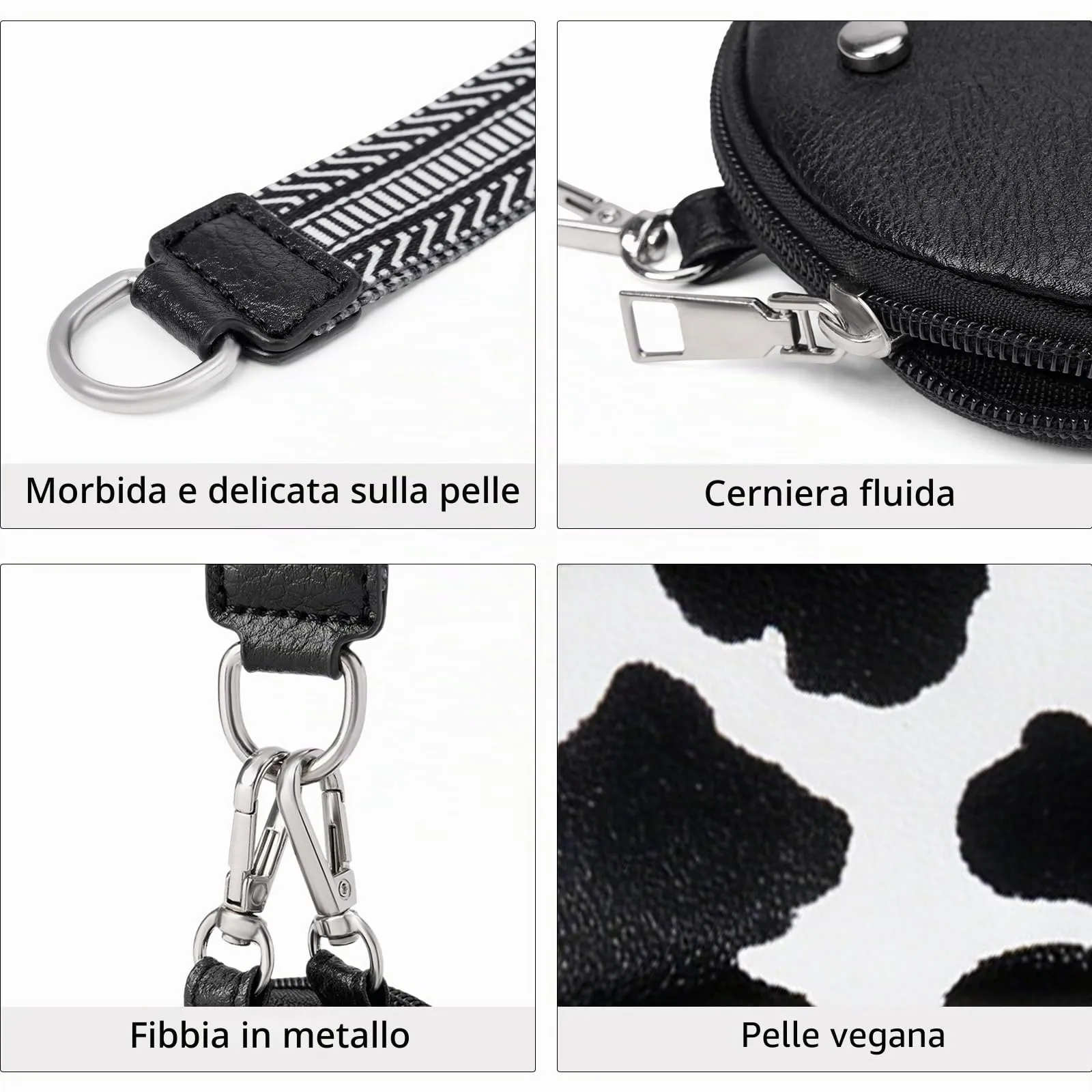 SENDEFN Mini Portafoglio Donna, 2 Pezzi Portamonete con Cerniera e Wristlet Rimovibile, Porta Carte Piccolo, Coin Purse, Borsa per Chiavi in Pelle Vegana - immagine 3