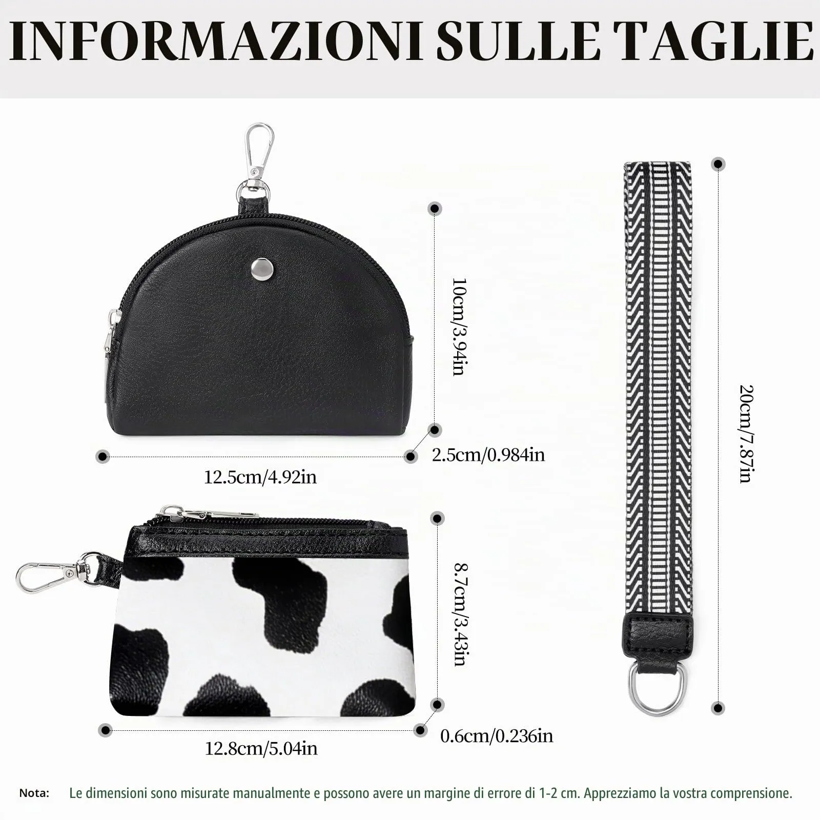 SENDEFN Mini Portafoglio Donna, 2 Pezzi Portamonete con Cerniera e Wristlet Rimovibile, Porta Carte Piccolo, Coin Purse, Borsa per Chiavi in Pelle Vegana - immagine 4