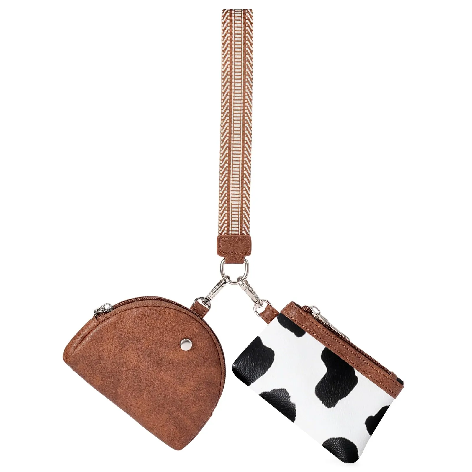 SENDEFN Mini Portafoglio Donna, 2 Pezzi Portamonete con Cerniera e Wristlet Rimovibile, Porta Carte Piccolo, Coin Purse, Borsa per Chiavi in Pelle Vegana - immagine 1