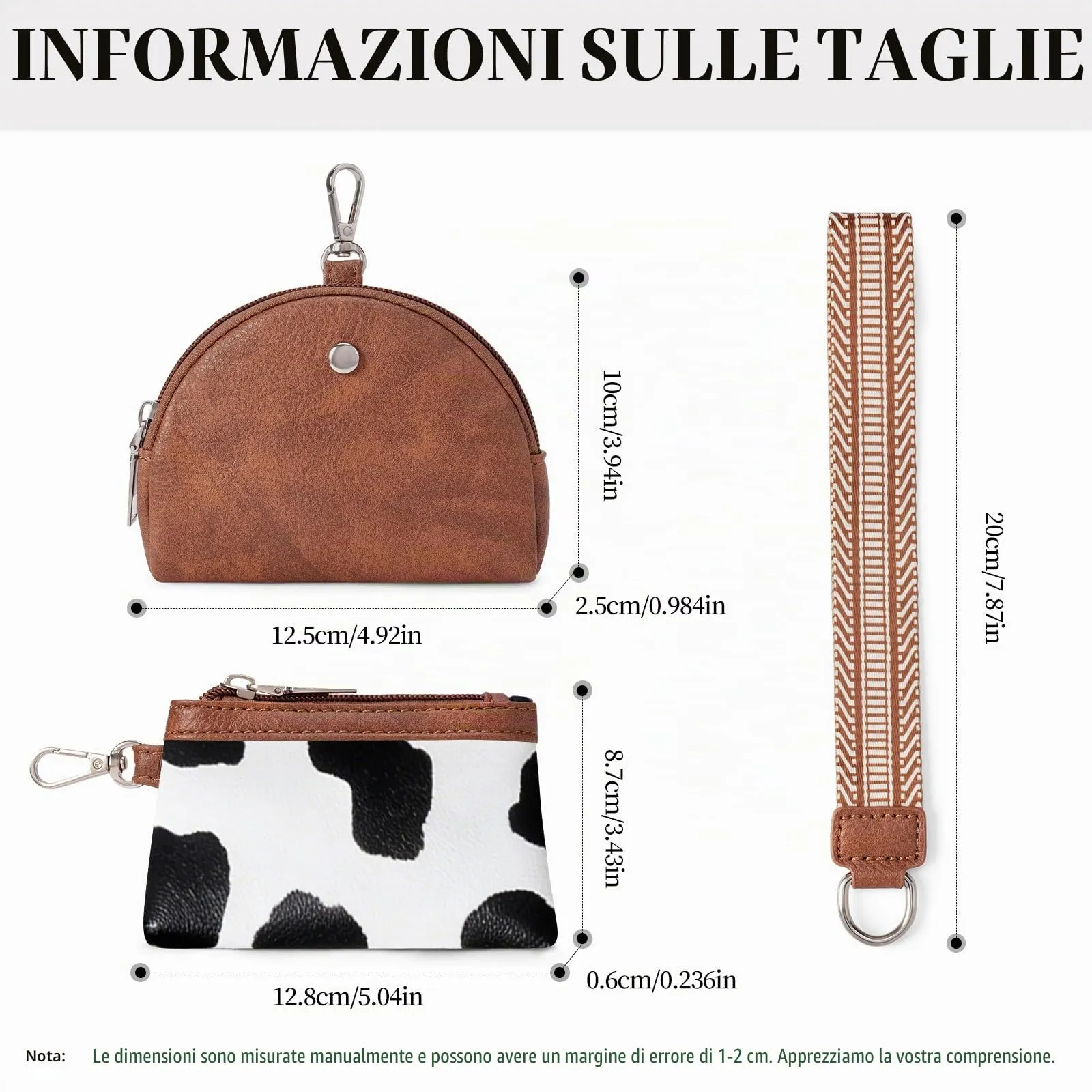 SENDEFN Mini Portafoglio Donna, 2 Pezzi Portamonete con Cerniera e Wristlet Rimovibile, Porta Carte Piccolo, Coin Purse, Borsa per Chiavi in Pelle Vegana - immagine 4