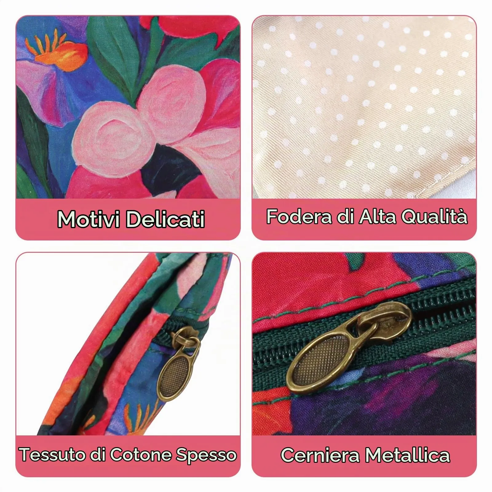 Energather Portafoglio Piccolo, in Cotone, Portamonete per Donne e Ragazze, Piccolo Mini Portafoglio con Cerniera, Portamonete per Monete, Carte, Scontrini, Monete, Multicolore, S, casual - immagine 2