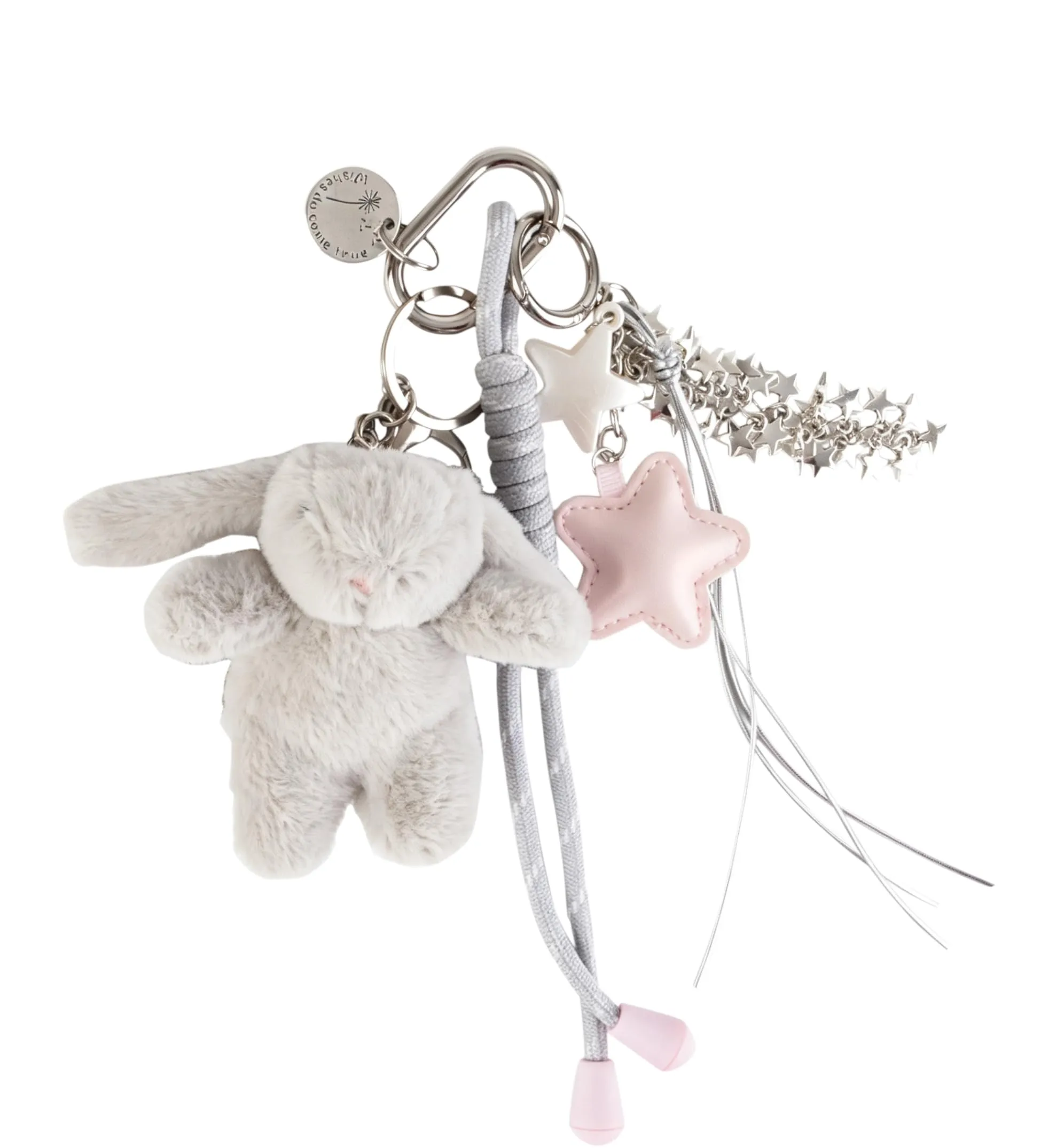 Georgie Porgy Portachiavi Borse Accessori per Donna Borsa Ciondolo Borsa Charm Zaino Scuola Borsa Sportiva Cute Keychain Regali per Ragazze (Coniglietto Stelle Grigio) - immagine 1