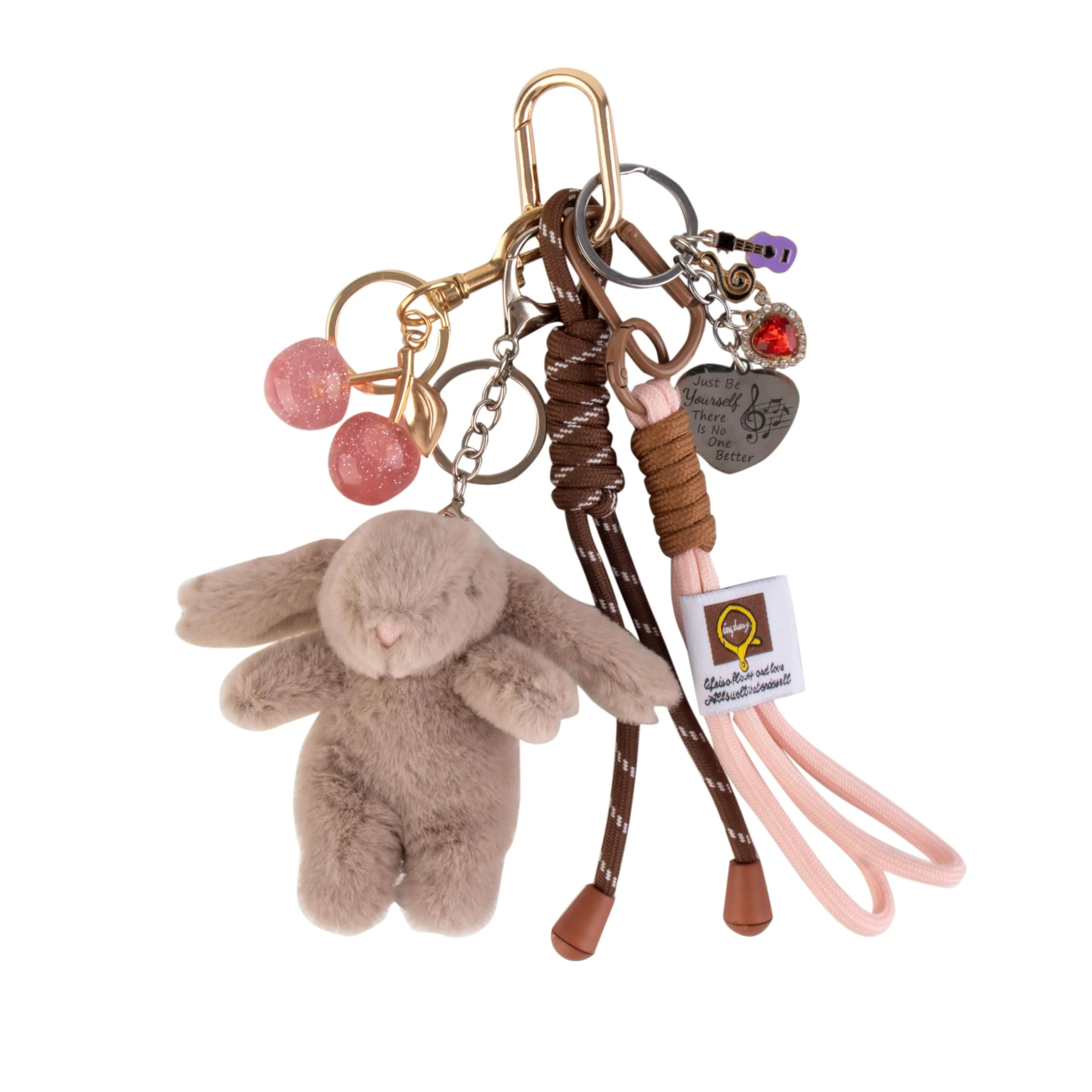 Georgie Porgy Portachiavi Borse Accessori per Donna Borsa Ciondolo Borsa Charm Zaino Scuola Borsa Sportiva Cute Keychain Regali per Ragazze (Coniglietto Ciliegia Kaki) - immagine 1