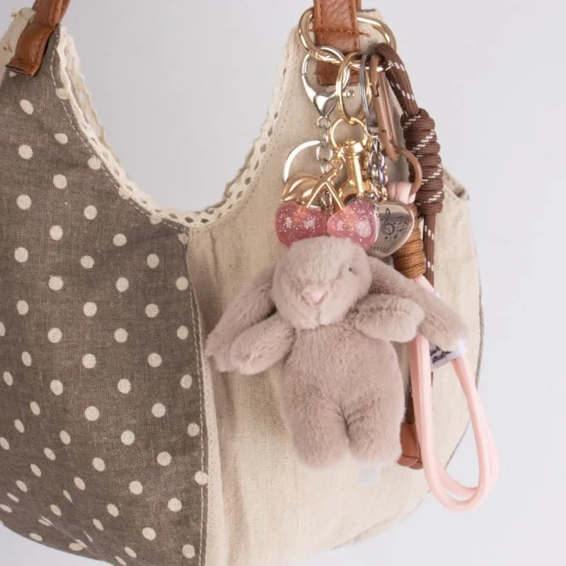 Georgie Porgy Portachiavi Borse Accessori per Donna Borsa Ciondolo Borsa Charm Zaino Scuola Borsa Sportiva Cute Keychain Regali per Ragazze (Coniglietto Ciliegia Kaki) - immagine 3