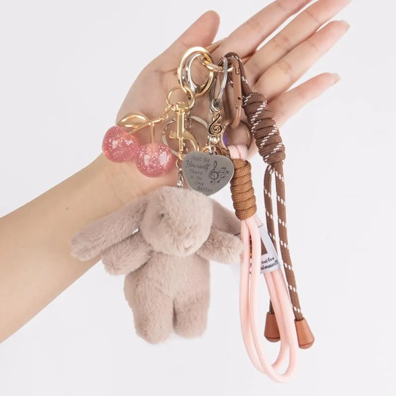 Georgie Porgy Portachiavi Borse Accessori per Donna Borsa Ciondolo Borsa Charm Zaino Scuola Borsa Sportiva Cute Keychain Regali per Ragazze (Coniglietto Ciliegia Kaki) - immagine 7