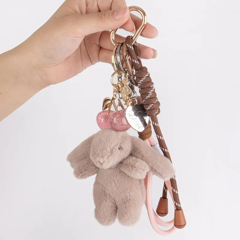 Georgie Porgy Portachiavi Borse Accessori per Donna Borsa Ciondolo Borsa Charm Zaino Scuola Borsa Sportiva Cute Keychain Regali per Ragazze (Coniglietto Ciliegia Kaki) - immagine 8