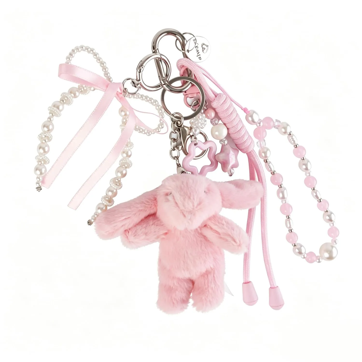 Georgie Porgy Portachiavi Borse Accessori per Donna Borsa Ciondolo Borsa Charm Zaino Scuola Borsa Sportiva Cute Keychain Regali per Ragazze (Coniglietto Fiocco Rosa) - immagine 1