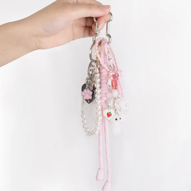 Georgie Porgy Portachiavi Borse Accessori per Donna Borsa Ciondolo Borsa Charm Zaino Scuola Borsa Sportiva Cute Keychain Regali per Ragazze (Gatto Pom Pom Perla) - immagine 7