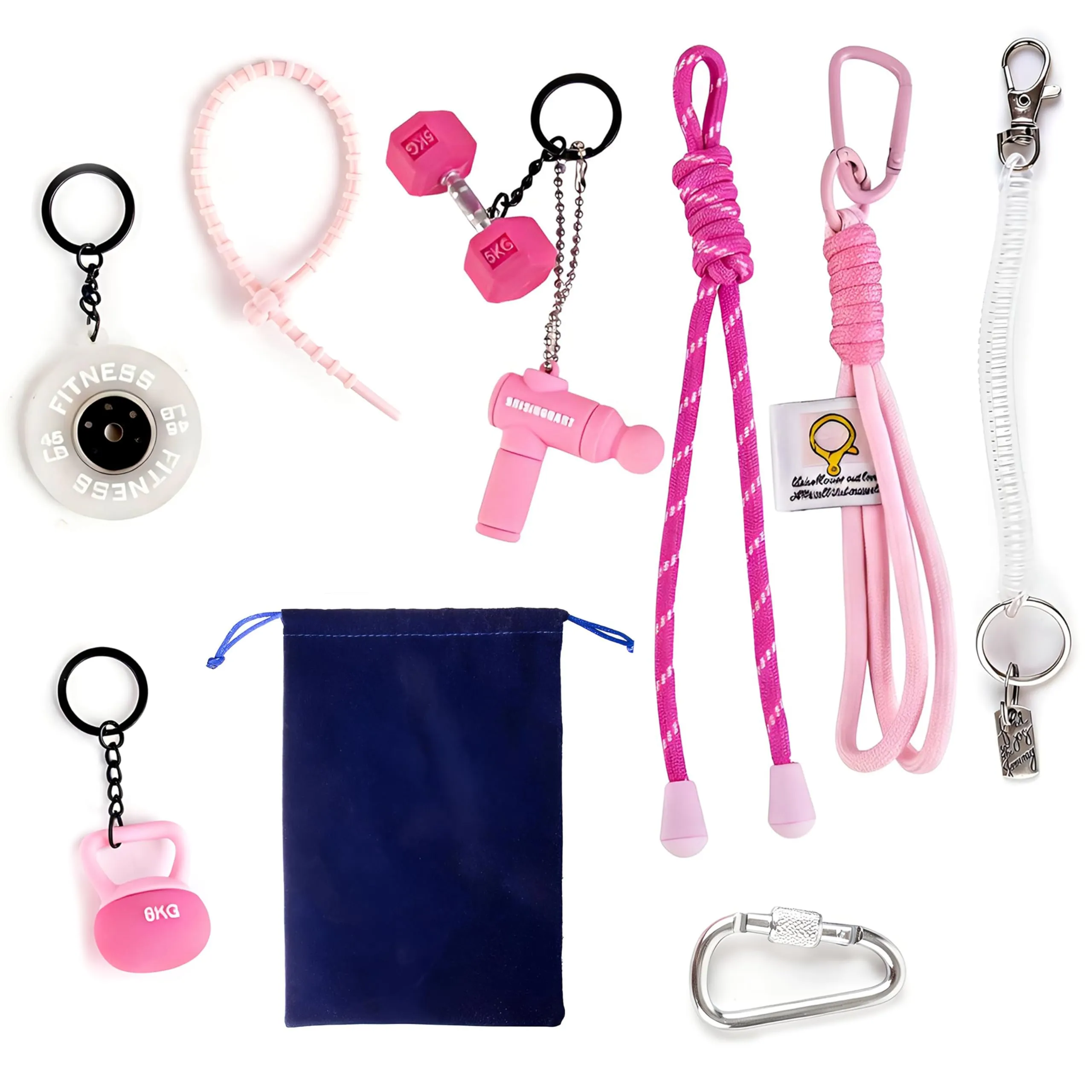 Georgie Porgy Portachiavi Borse Accessori per Donna Borsa Ciondolo Borsa Charm Zaino Scuola Borsa Sportiva Cute Keychain Regali per Ragazze (Fitness Rosa) - immagine 2