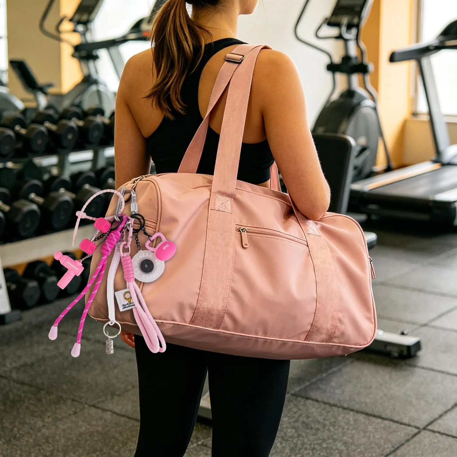 Georgie Porgy Portachiavi Borse Accessori per Donna Borsa Ciondolo Borsa Charm Zaino Scuola Borsa Sportiva Cute Keychain Regali per Ragazze (Fitness Rosa) - immagine 5