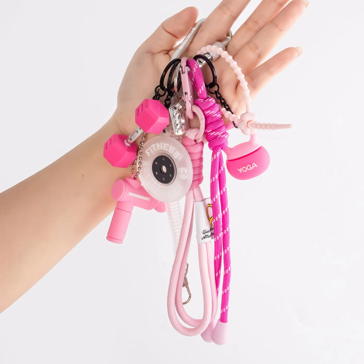 Georgie Porgy Portachiavi Borse Accessori per Donna Borsa Ciondolo Borsa Charm Zaino Scuola Borsa Sportiva Cute Keychain Regali per Ragazze (Fitness Rosa) - immagine 7
