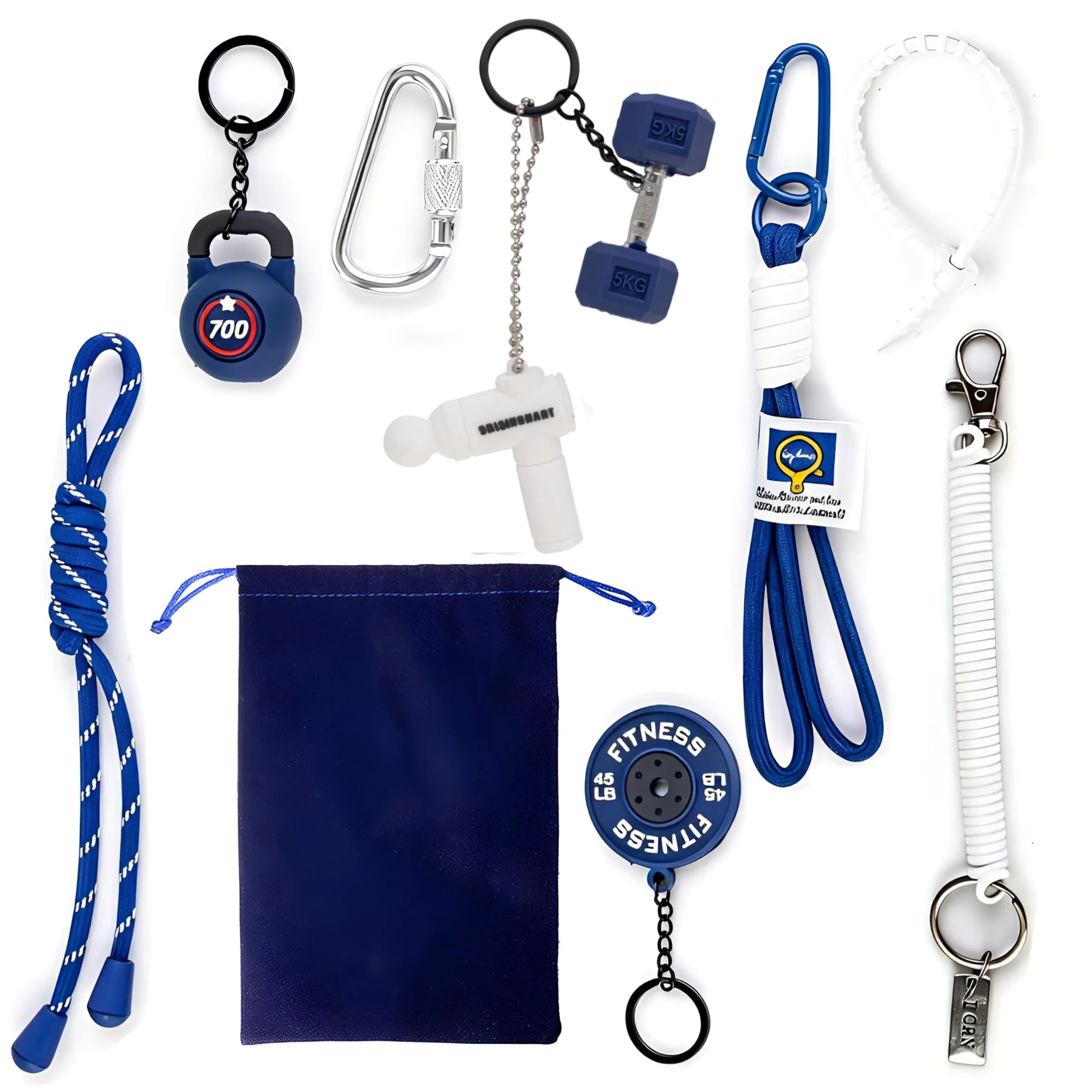 Georgie Porgy Portachiavi Borse Accessori per Donna Borsa Ciondolo Borsa Charm Zaino Scuola Borsa Sportiva Cute Keychain Regali per Ragazze (Fitness Blu) - immagine 2