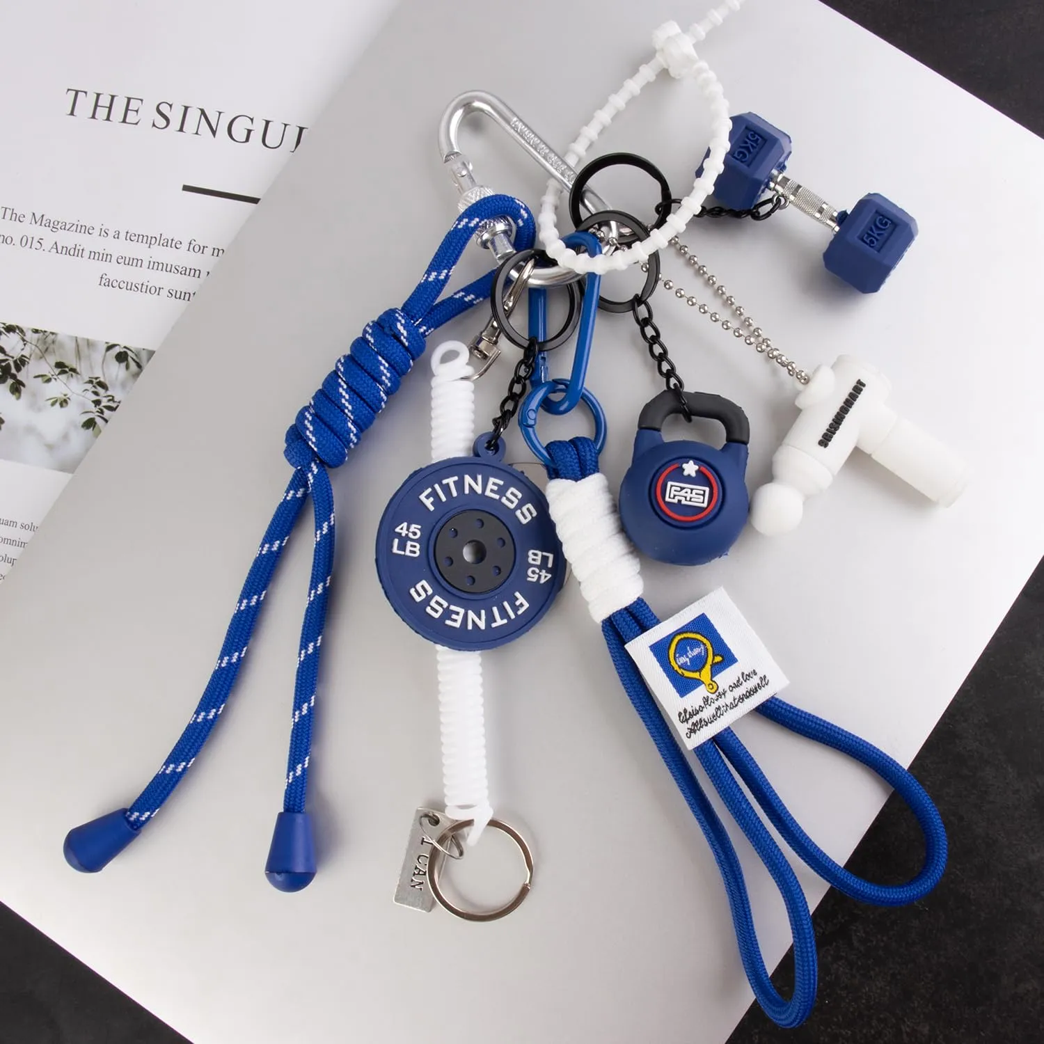 Georgie Porgy Portachiavi Borse Accessori per Donna Borsa Ciondolo Borsa Charm Zaino Scuola Borsa Sportiva Cute Keychain Regali per Ragazze (Fitness Blu) - immagine 5
