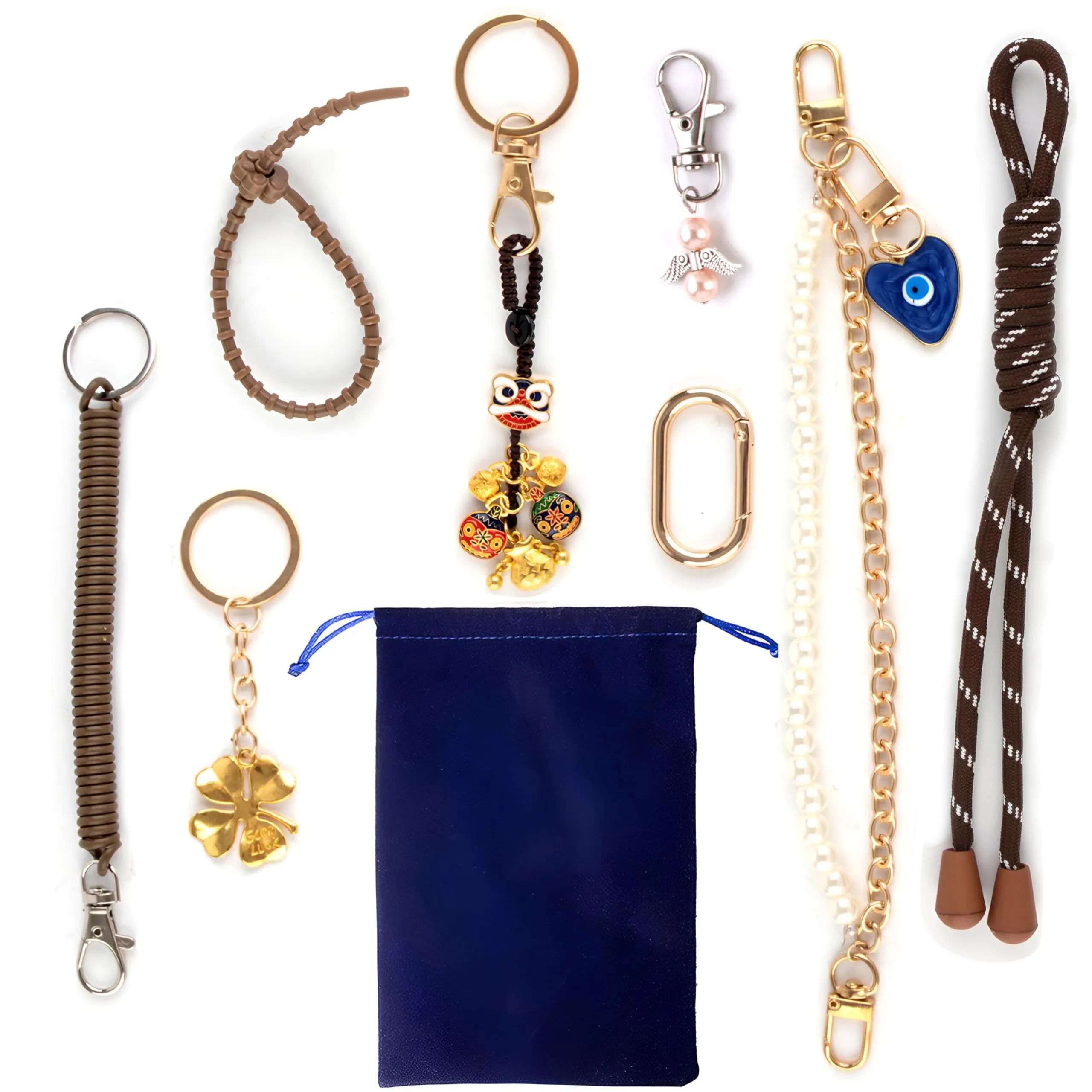 Georgie Porgy Portachiavi Borse Accessori per Donna Borsa Ciondolo Borsa Charm Zaino Scuola Borsa Sportiva Cute Keychain Regali per Ragazze (Malocchio Perla Good Luck) - immagine 2