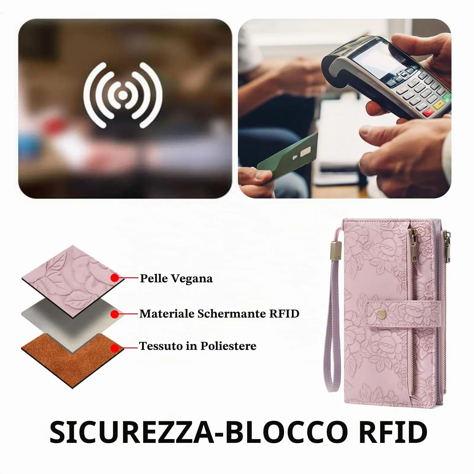 SENDEFN Portafoglio Donna Grande, Portamonete con Doppia Cerniera - immagine 5