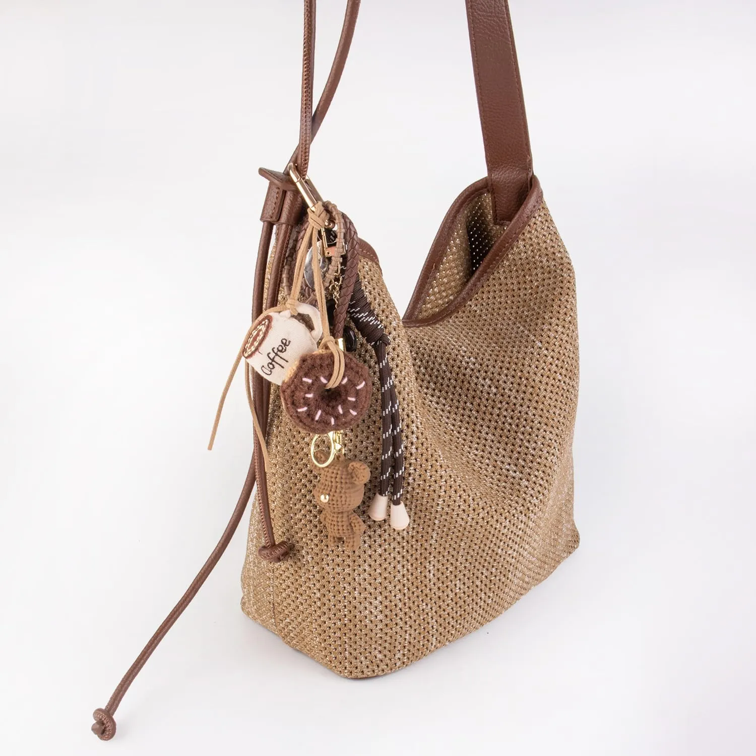 Georgie Porgy Portachiavi per borsa, accessorio per donna, ciondolo per borsa, zaino, borsa sportiva, carino, regalo per ragazze, orso caffè ciambelle, Nicht zutreffend - immagine 5