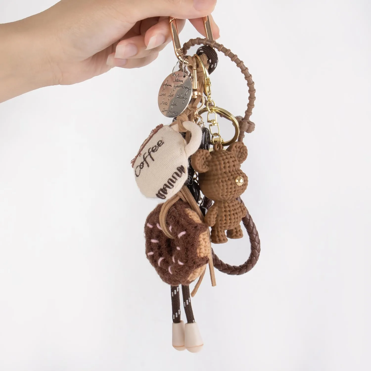Georgie Porgy Portachiavi per borsa, accessorio per donna, ciondolo per borsa, zaino, borsa sportiva, carino, regalo per ragazze, orso caffè ciambelle, Nicht zutreffend - immagine 8