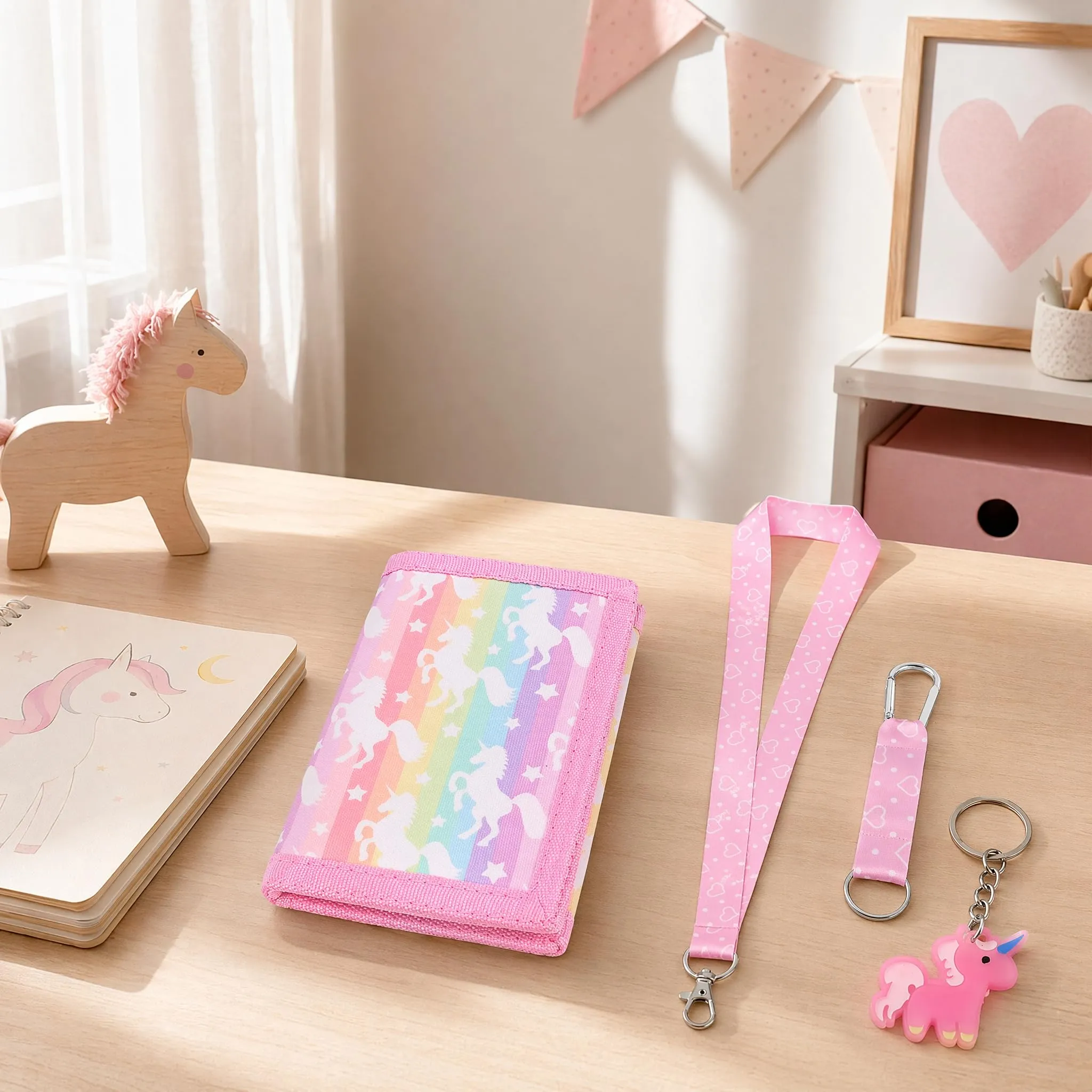 GADITIEK Portafoglio Bambino, Portafogli Bambini Trifold con Cordino, portafoglio ragazzo per Bambini di Età Compresa Tra 5 e 12 Anni Regalo di Natale di Compleanno (Razzo) (EX-Unicorn) - immagine 8