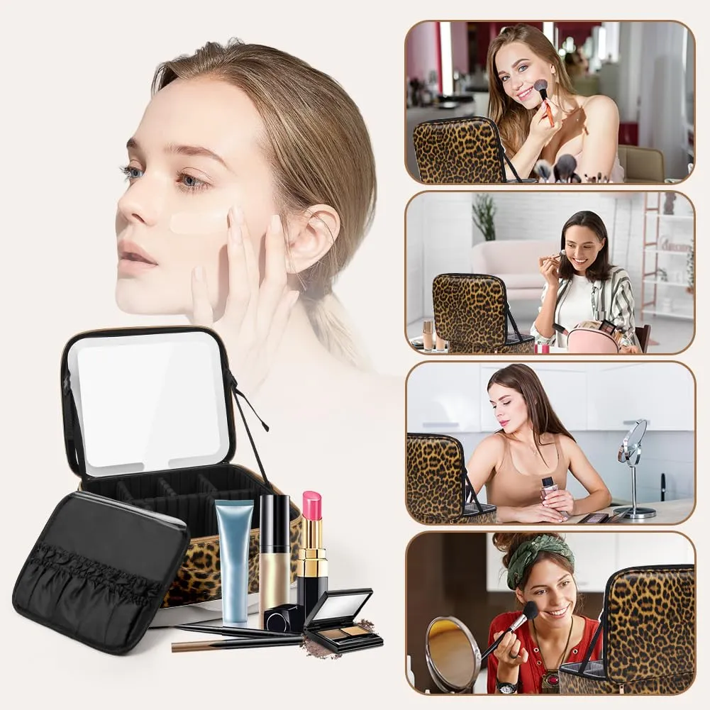OSDUE Beauty Case da Viaggio Donna, con Specchio LED, Divisore, 23x26cm - immagine 7