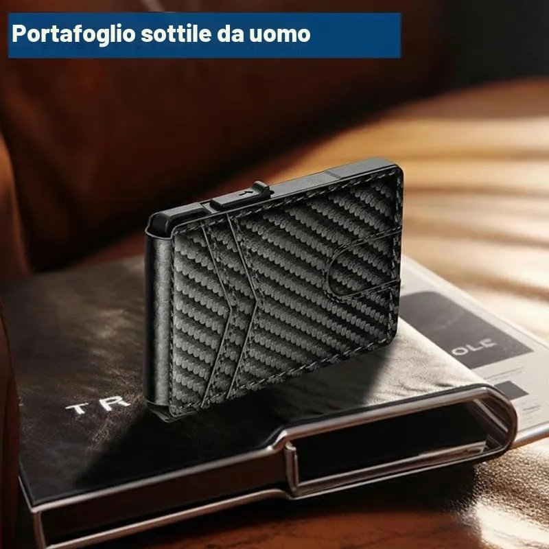 CARDPOP Portafoglio Uomo Slim con RFID, Portacarte Uomo con Espulsione Automatica, Porta Carte di Credito Uomo e Porta Tessere Uomo, Portafoglio Uomo Piccolo in Alluminio e PU, Fino a 14 Carte - immagine 4