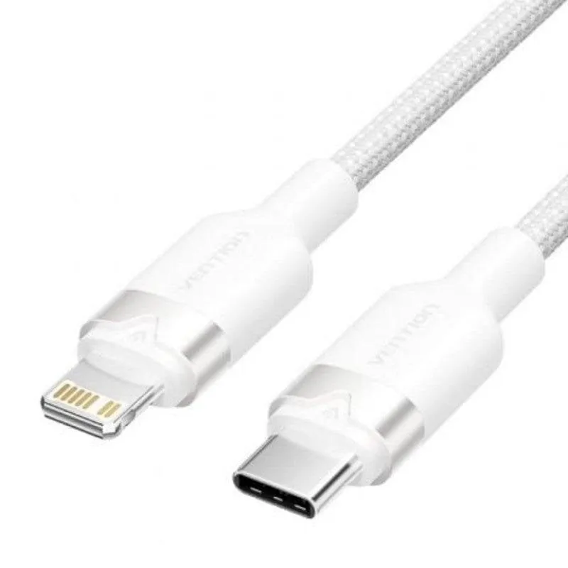 Cavo USB-C Lightning Vention LALWF 27W 480Mbps 1m Alluminio Bianco - immagine 1