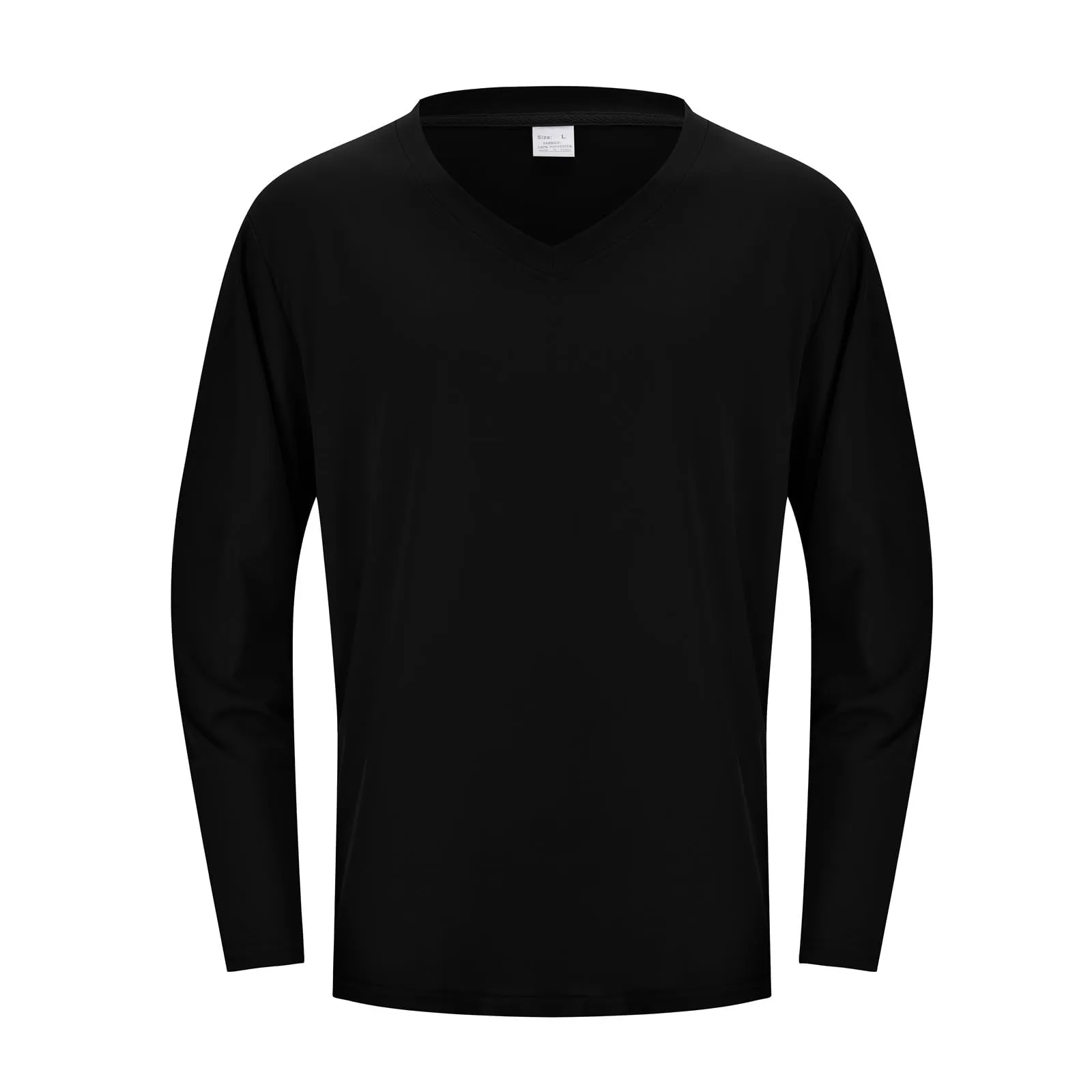 Duohropke Maglietta a maniche lunghe da uomo con profondo scollo a V, a maniche lunghe, slim fit, sexy, oversize, con scollo a V, maglietta da corsa, maglietta sportiva sottile, 01 nero, XXL - immagine 5