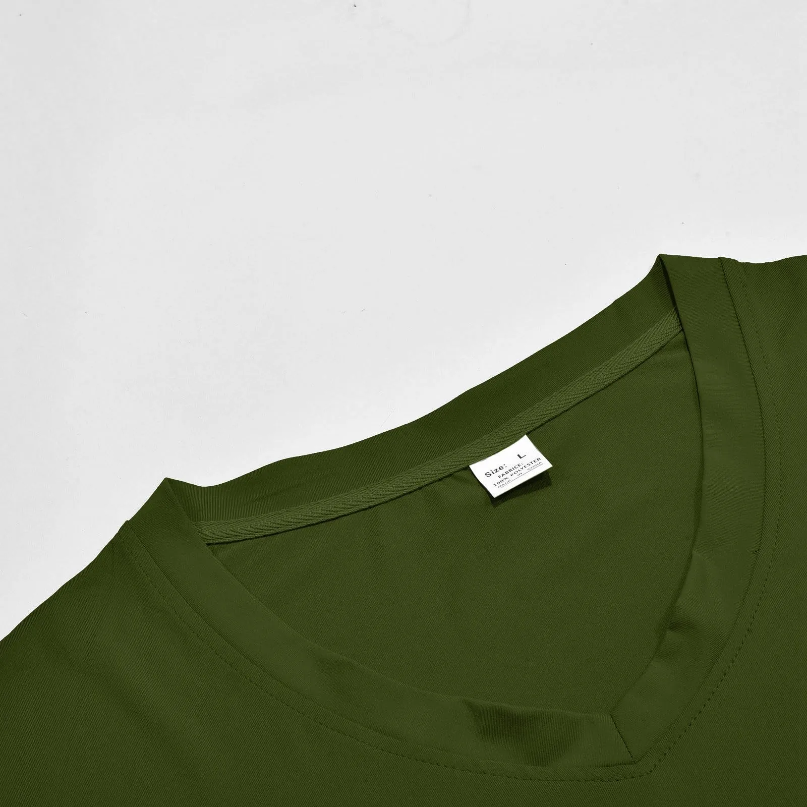 Duohropke Maglietta a maniche lunghe da uomo con profondo scollo a V, a maniche lunghe, slim fit, sexy, oversize, con scollo a V, maglietta da corsa, maglietta sportiva sottile, 01 verde militare 2 - immagine 7
