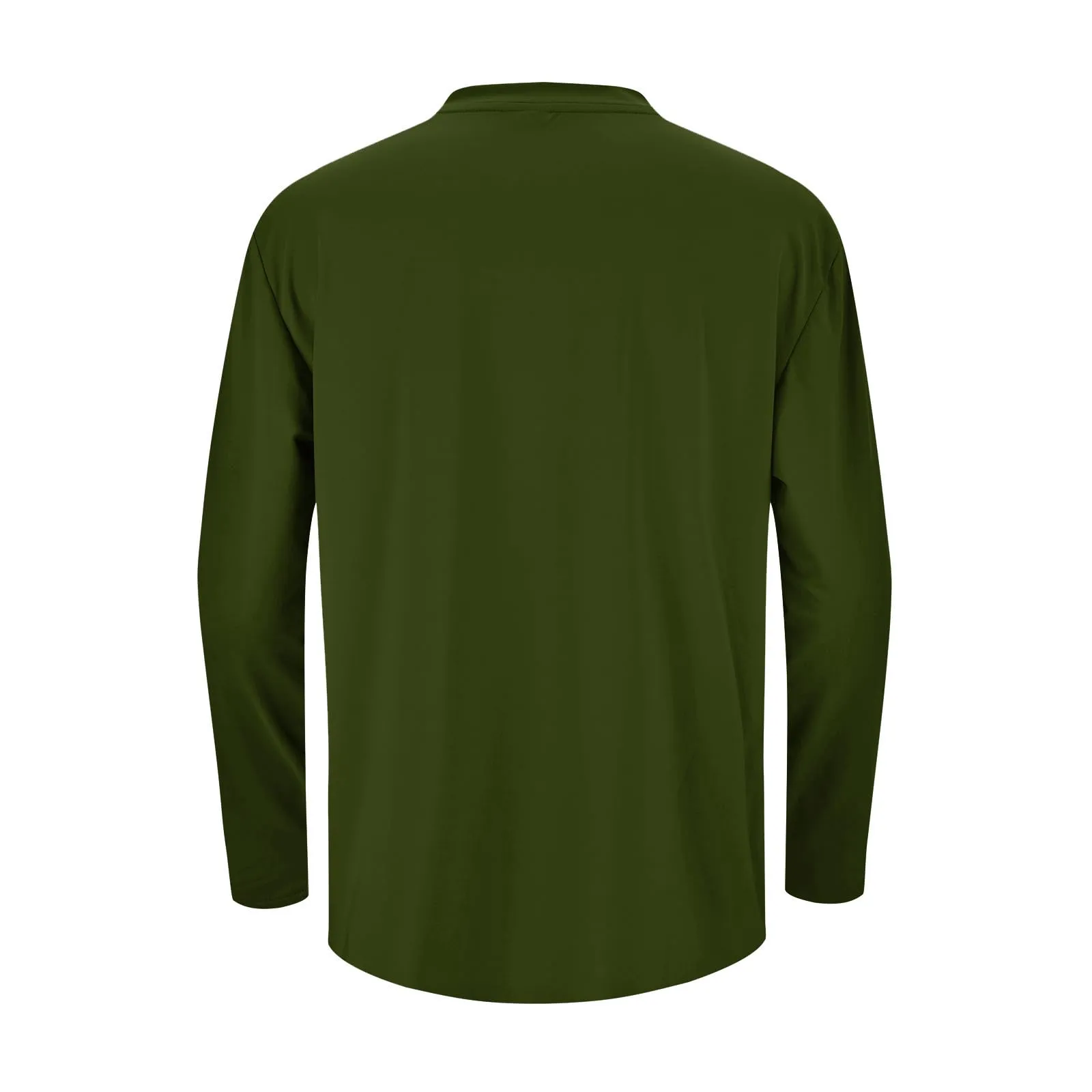 Duohropke Maglietta a maniche lunghe da uomo con profondo scollo a V, a maniche lunghe, slim fit, sexy, oversize, con scollo a V, maglietta da corsa, maglietta sportiva sottile, 01 verde militare 2, M - immagine 6