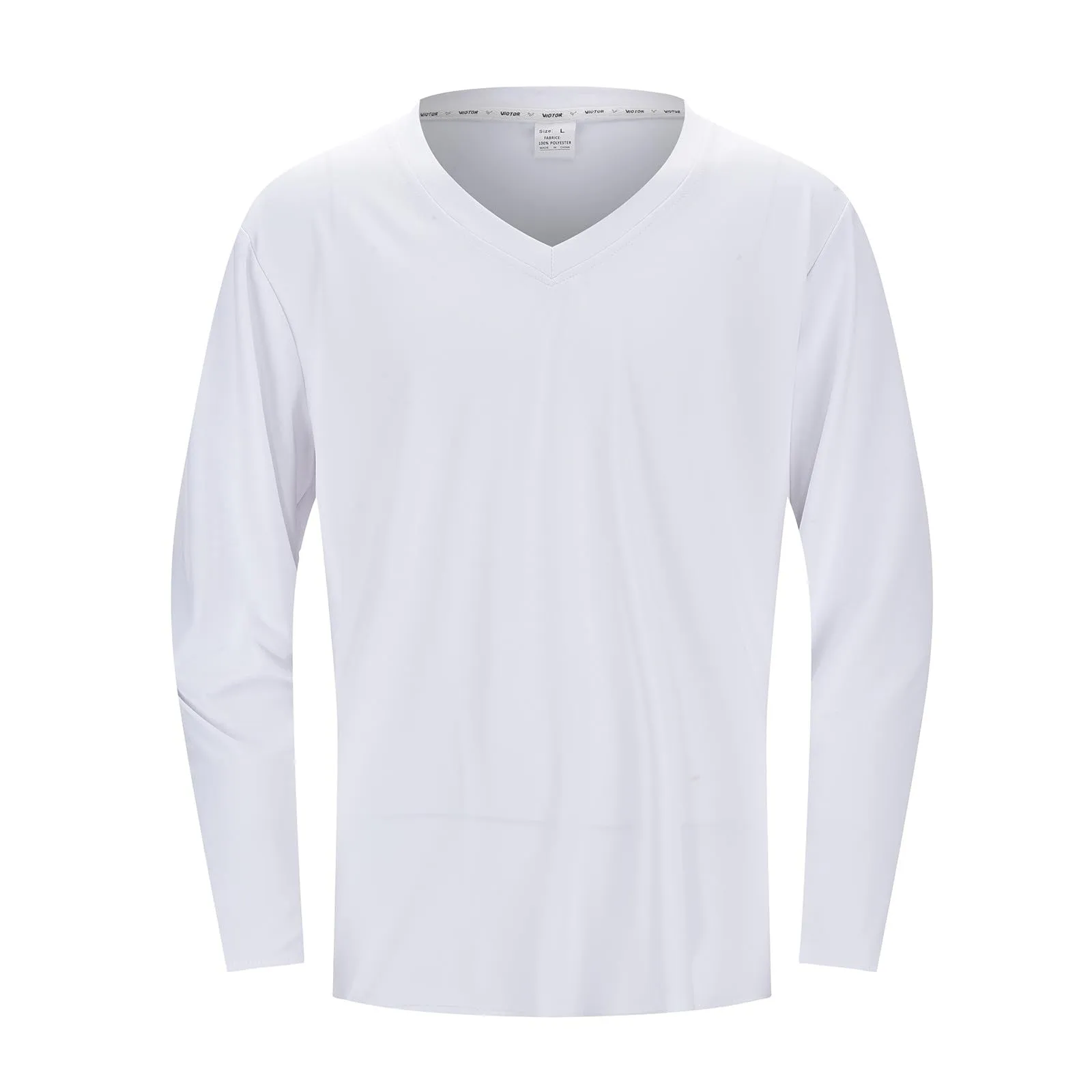 Duohropke Maglietta a maniche lunghe da uomo con profondo scollo a V, a maniche lunghe, slim fit, sexy, oversize, con scollo a V, maglietta da corsa, maglietta sportiva sottile, 01 bianco, XXL - immagine 5