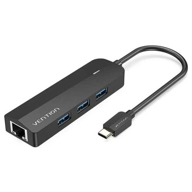 Hub Vention TGPBB USB-C 3xUSB 3.0 RJ45 Gigabit PD Nero ABS - immagine 1