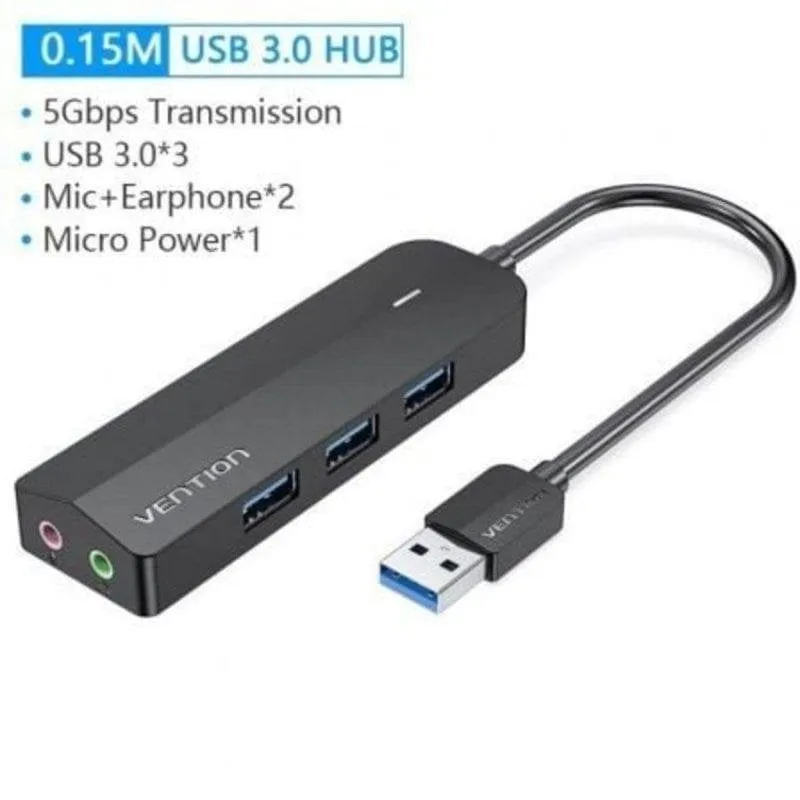 Hub Vention 3 porte 500 Mbit/s modello CHIBB con scheda audio esterna - immagine 1