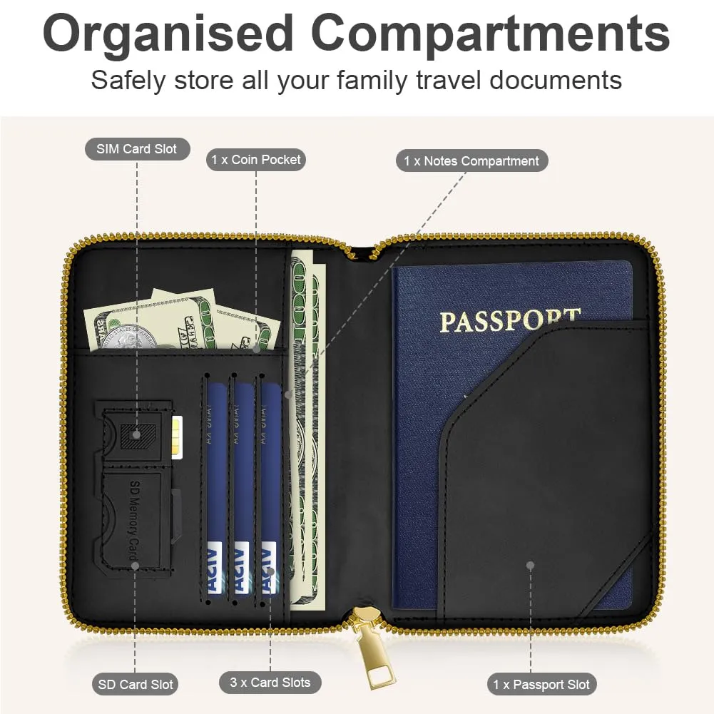 AOOSU Porta Passaporto con Blocco RFID Portafoglio da Viaggio Nero - immagine 5