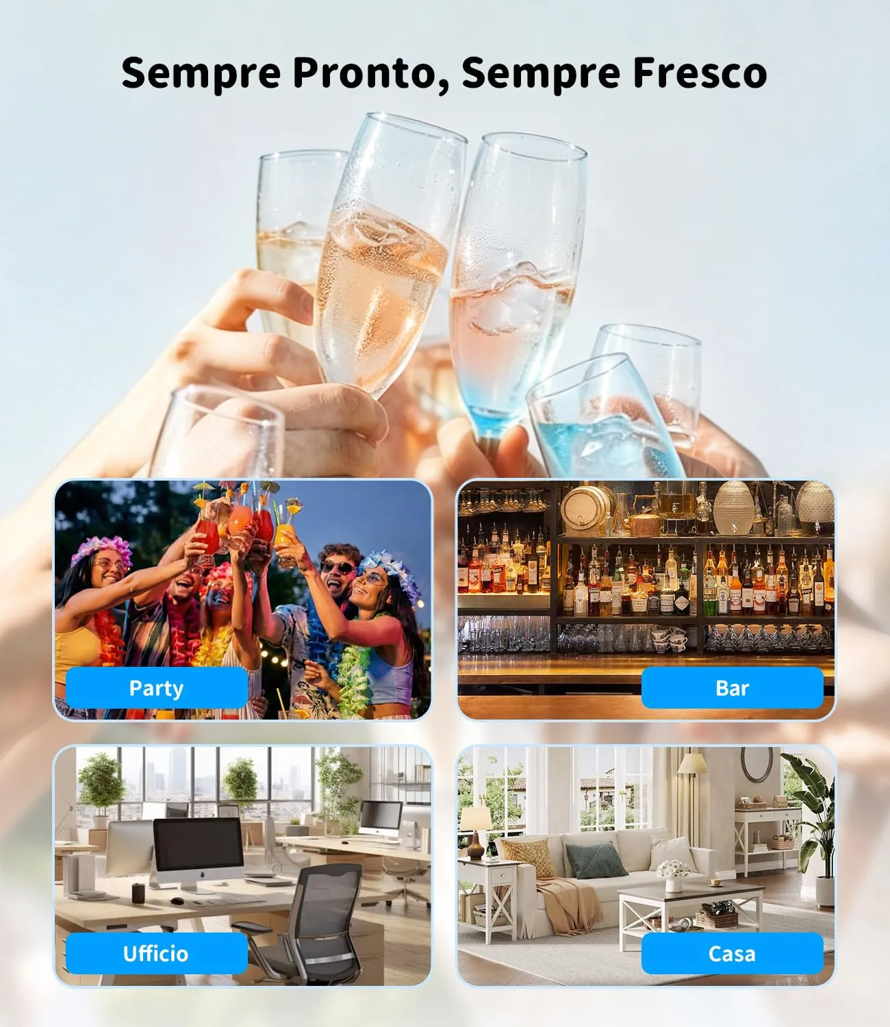 WIE Mini Frigo 68L per 90 Lattine o 24 Bottiglie di Vino, Frigorifero Piccolo con Porta in Vetro, Temperatura Regolabile 3-16°C, Porta Reversibile, Silenzioso ＜43dB per Casa, Ufficio, Bar, Bevande - immagine 9