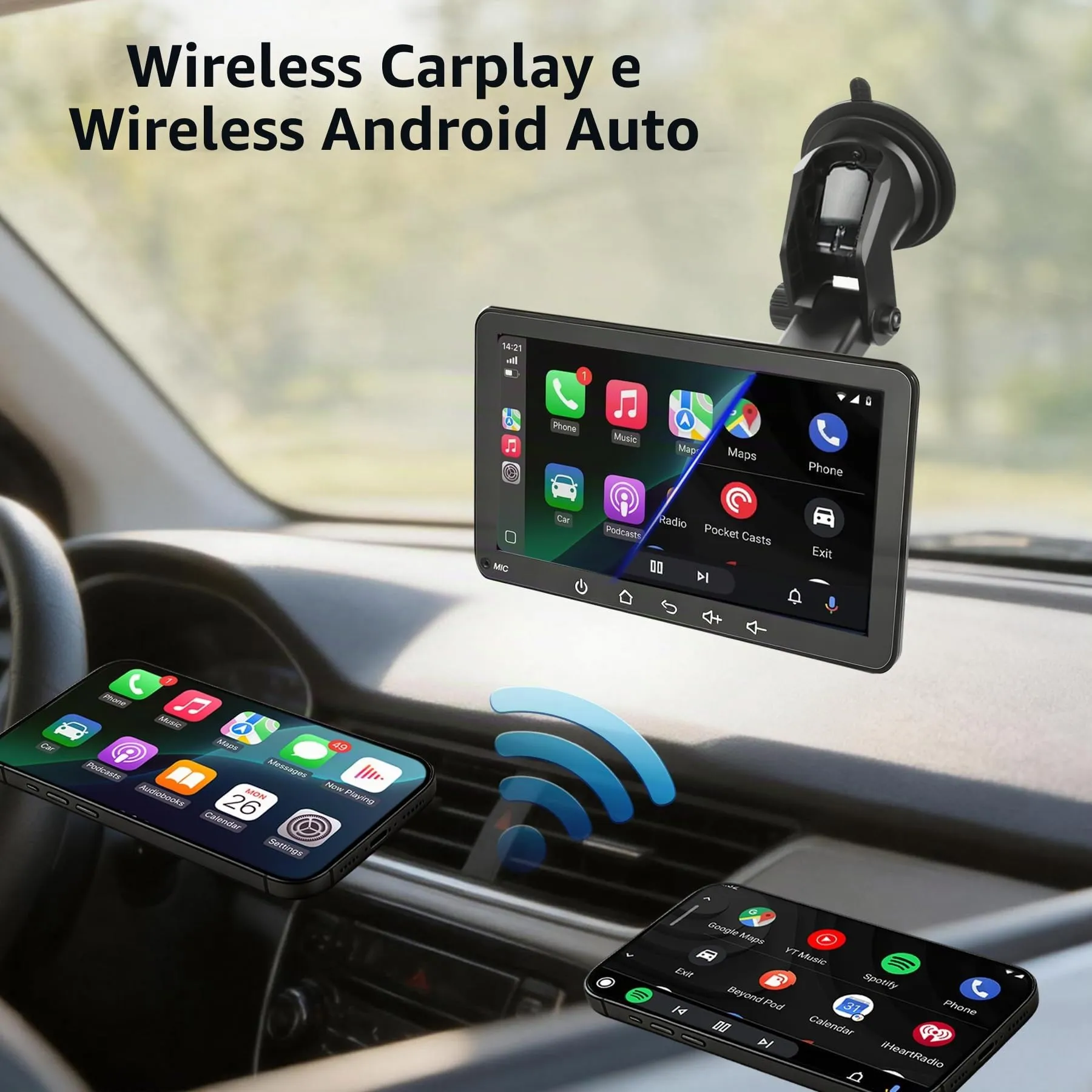 7 Pollici Schermo per Auto con Wireless CarPlay e Android Auto - immagine 2