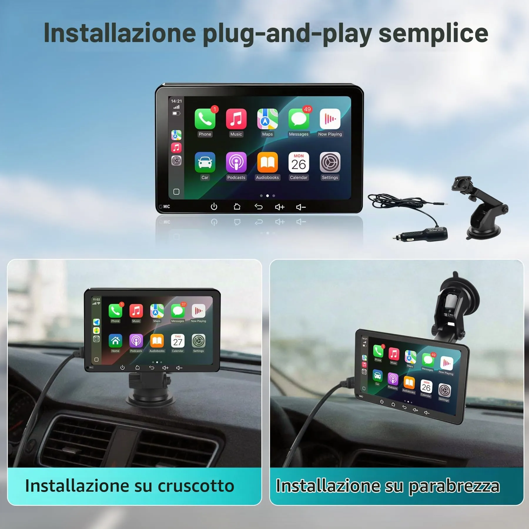7 Pollici Schermo per Auto con Wireless CarPlay e Android Auto - immagine 6