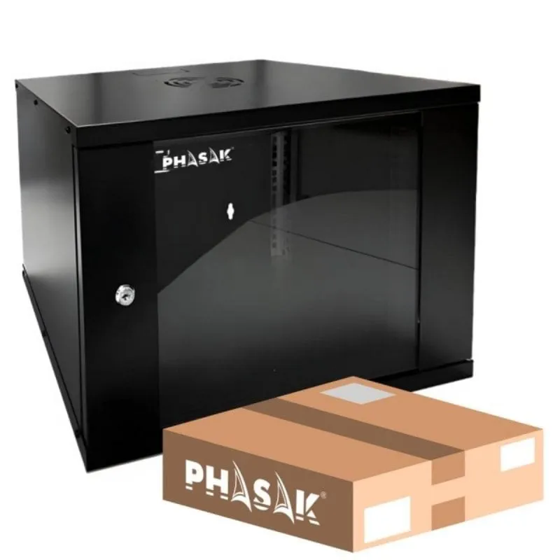 Armadio Rack Muro Phasak PHO 2007D 7U 80 kg Cristallo Temperato Nero IP20 Armadio Rack Muro Phasak PHO 2007D 7U 80 kg Cristallo Temperato Nero IP20 - immagine 1