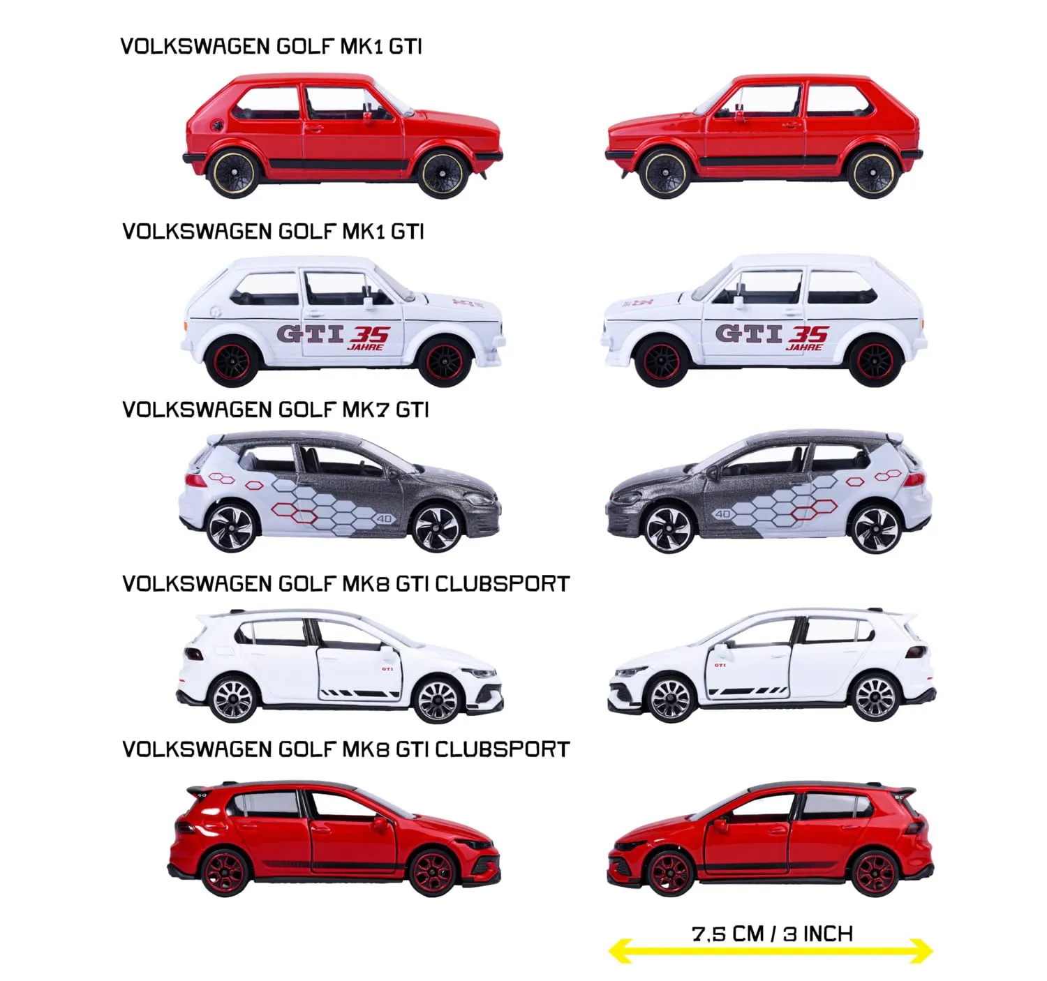 Majorette - Giftpack Volkswagen Golf GTI, Set 5 Modellini Auto Die-Cast, Collezione VW Golf GTI, Auto in Metallo, da collezionare, 8502105007S06 - immagine 4