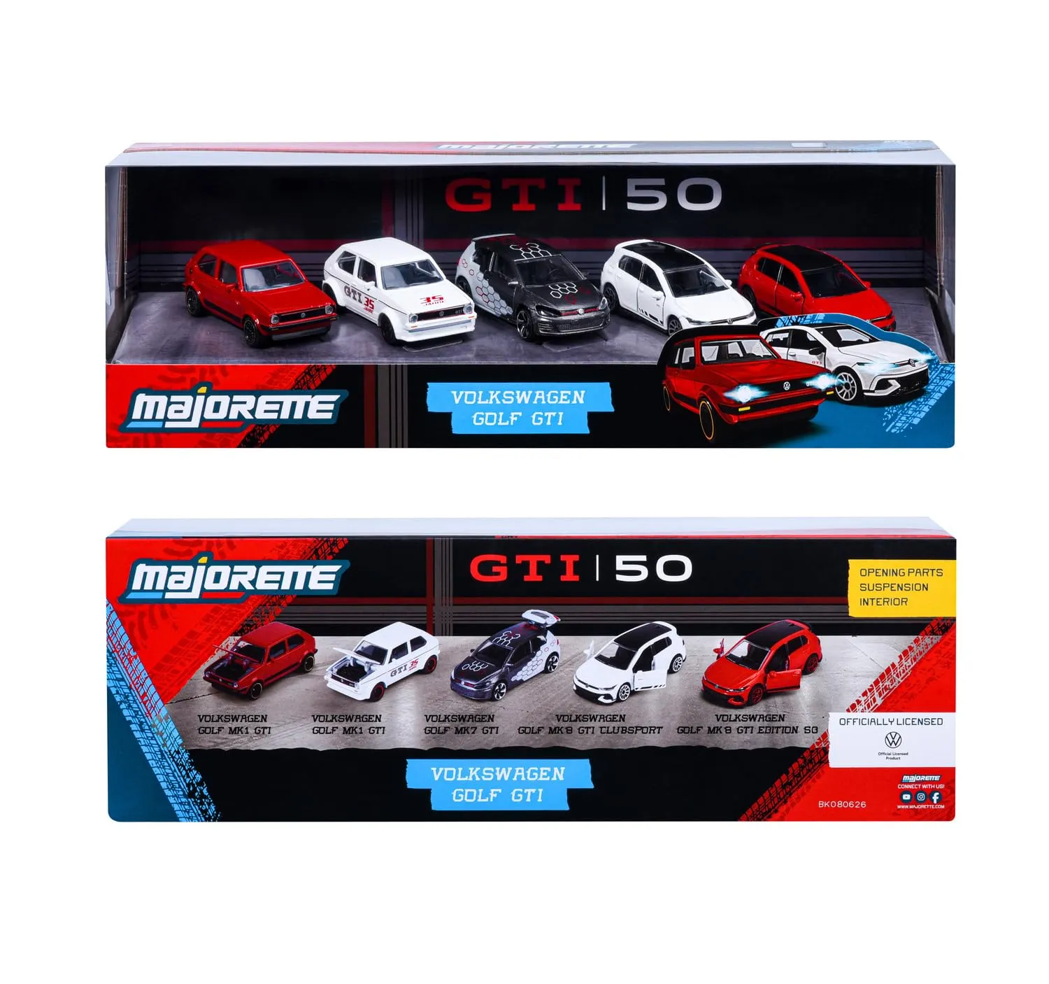 Majorette - Giftpack Volkswagen Golf GTI, Set 5 Modellini Auto Die-Cast, Collezione VW Golf GTI, Auto in Metallo, da collezionare, 8502105007S06 - immagine 7