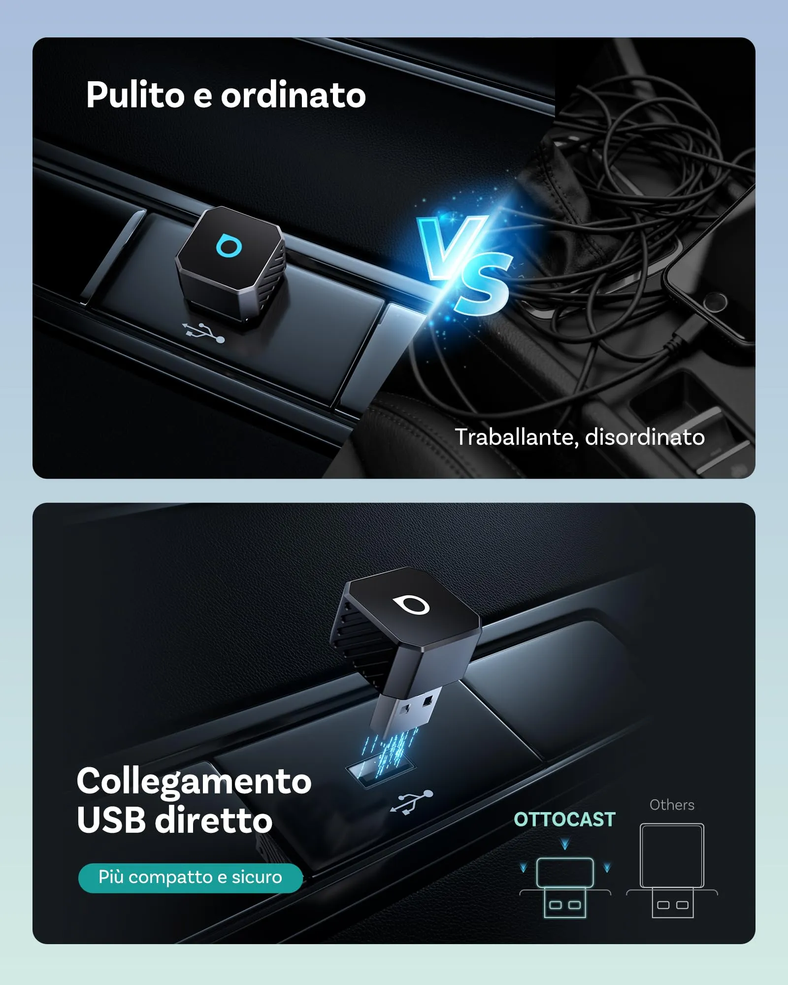 OTTOCAST Mini Pot, 2026 Nuovo Adattatore Wireless CarPlay & Android Auto - immagine 7